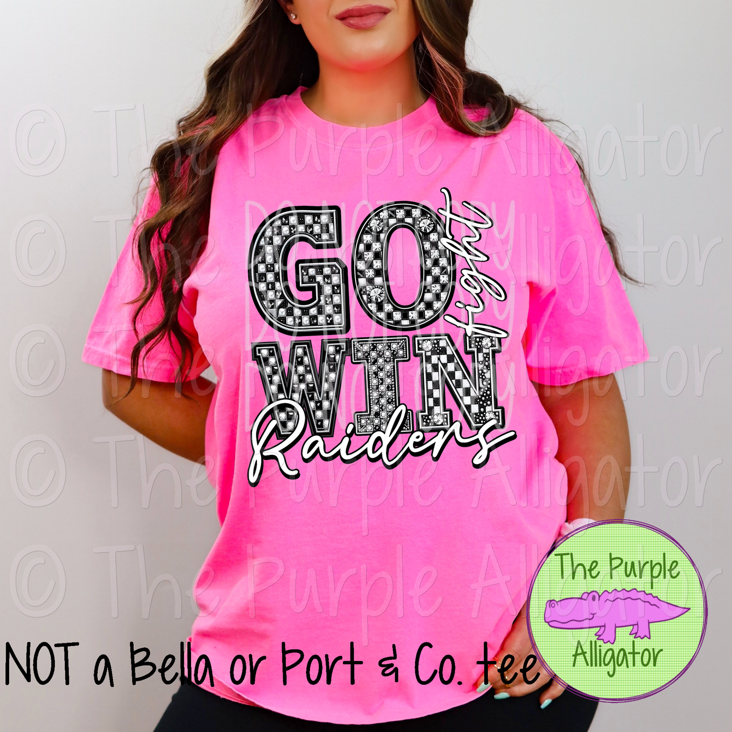 Go Fight Win Faux Bling Raiders Mascot School Spirit 0824 (d2f PHDC)