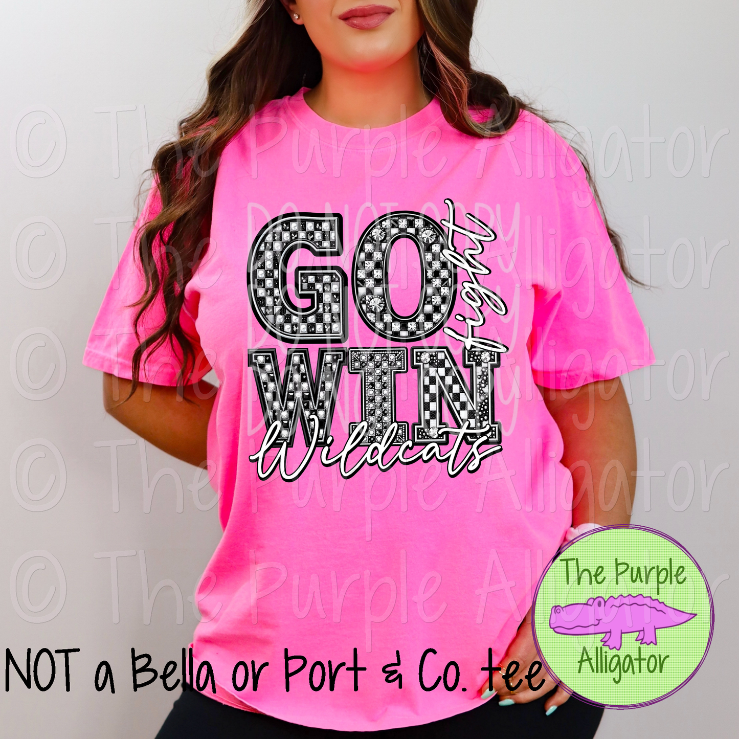 Go Fight Win Faux Bling Wildcats Mascot School Spirit 0824 (d2f PHDC)