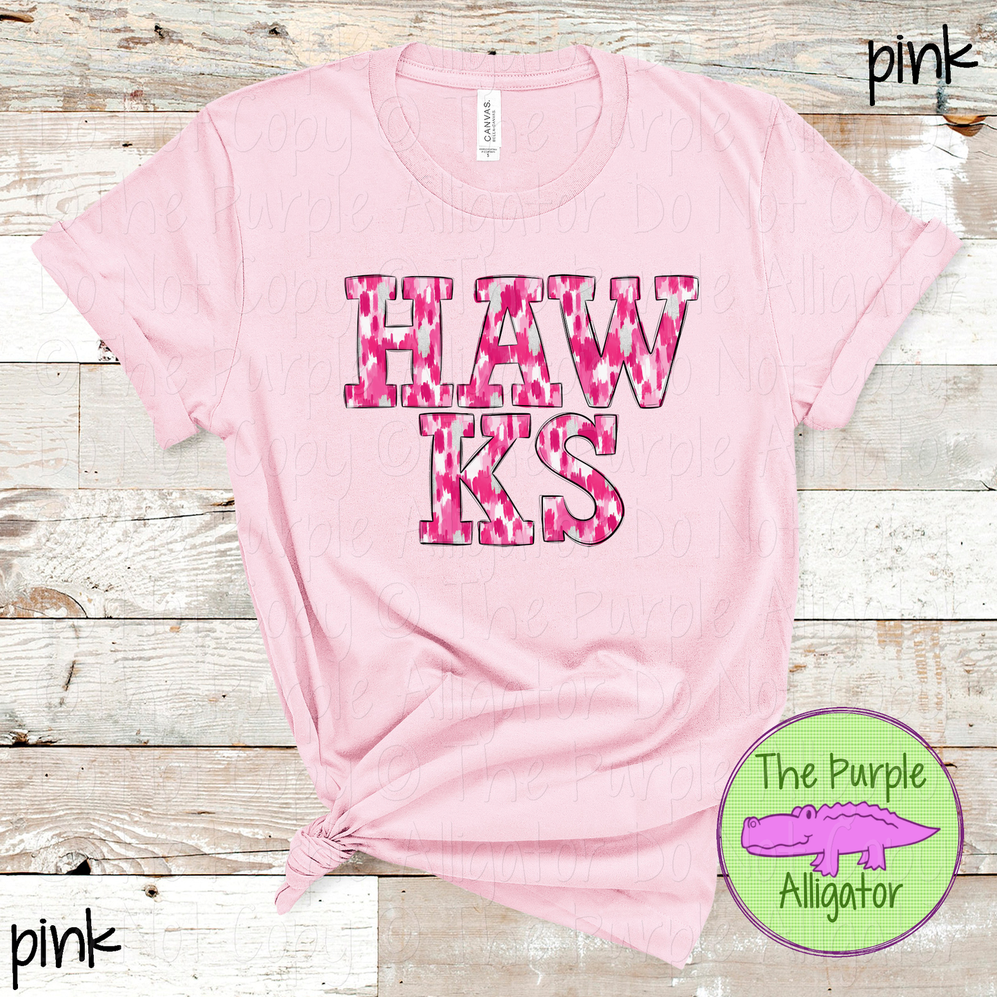 Hawks Pink Out Brush Strokes – Custom Pink Mascot Spirit Wear Breast Cancer Awareness Apparel 0726 TPA