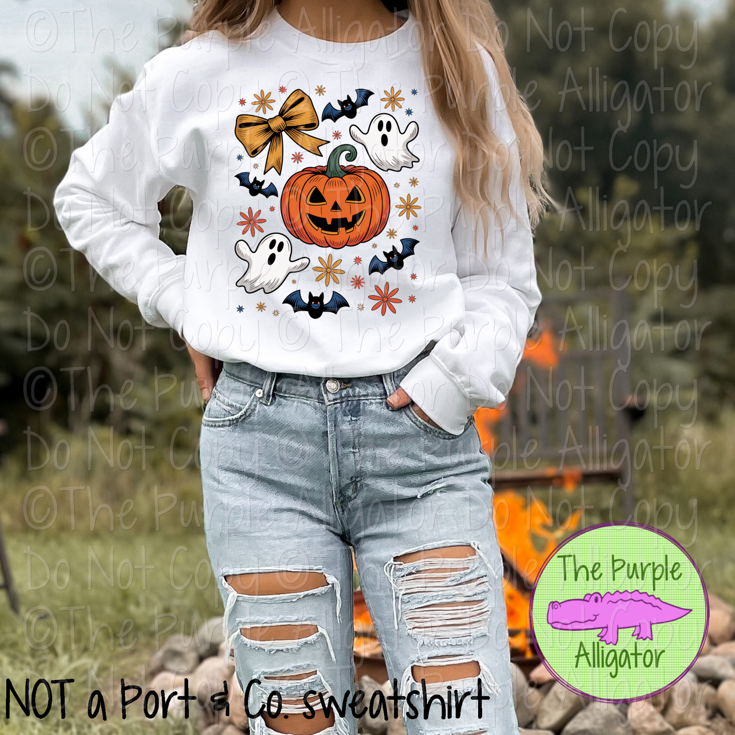 Halloween Pumpkin Ghost | Whimsical Fall Tee with Jack, Bats, Ghosts & Coquette Bow 0725 (D2F TQ)