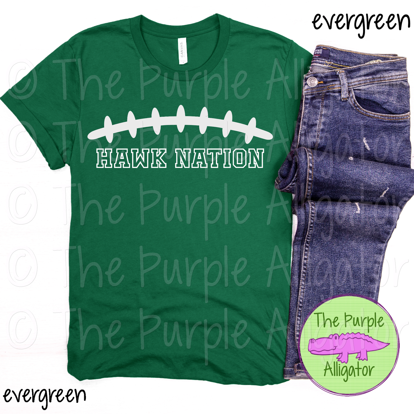 Hawk Nation Football Laces Mascot School Spirit - CHOOSE YOUR TEXT COLOR (d2f TPA)