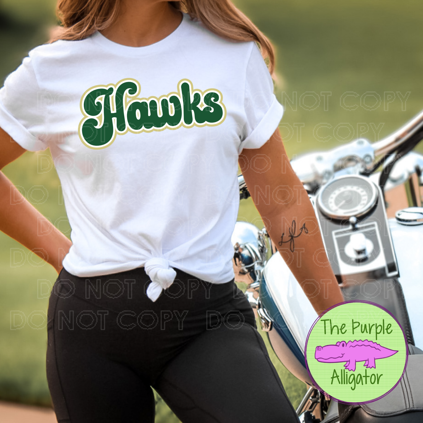 Hawks Retro Bubble | 70s Style Script Spirit Wear Design - CHOOSE YOUR DESIGN COLORS (d2f TPA)