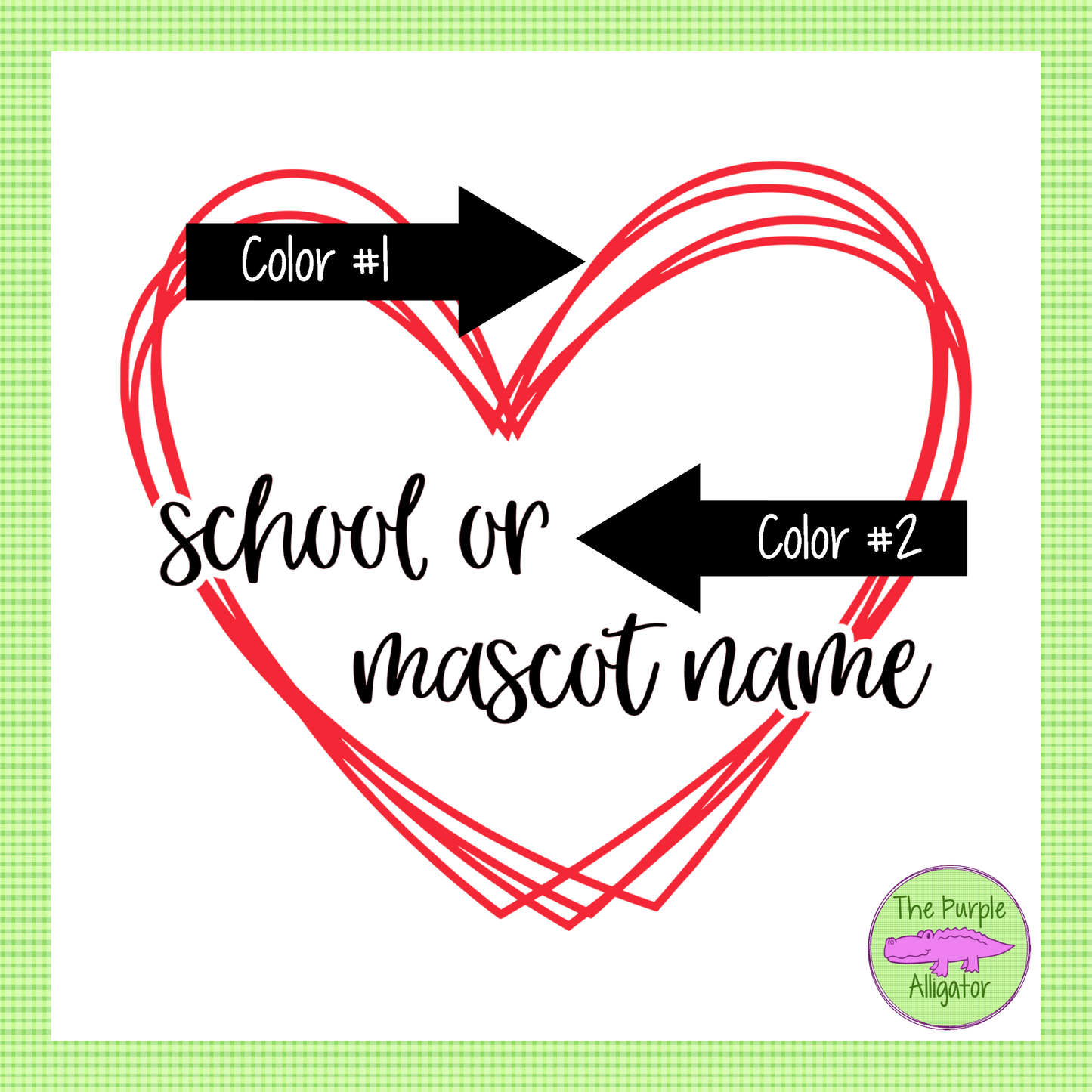 Timberwolves Heart Frame Mascot School Spirit - CHOOSE YOUR DESIGN COLORS (d2f TPA)