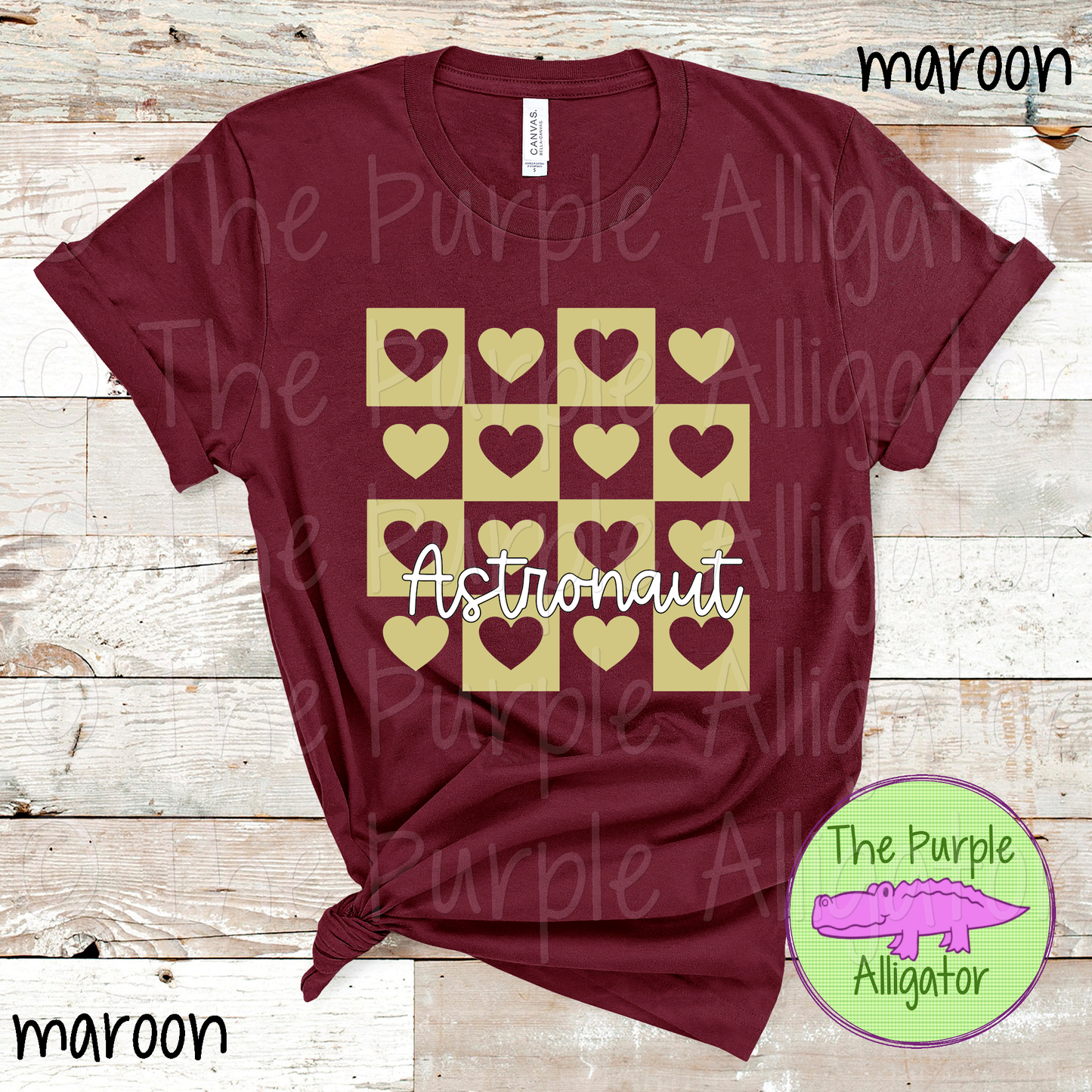 Astronaut Heart Checkerboard School Spirit - CHOOSE YOUR DESIGN COLOR 0924 (d2f TPA)