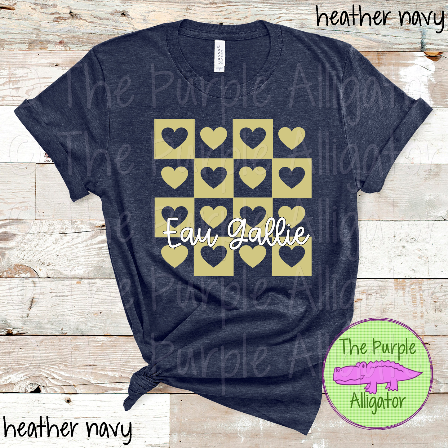 Eau Gallie Heart Checkerboard School Spirit - CHOOSE YOUR DESIGN COLOR 0924 (d2f TPA)