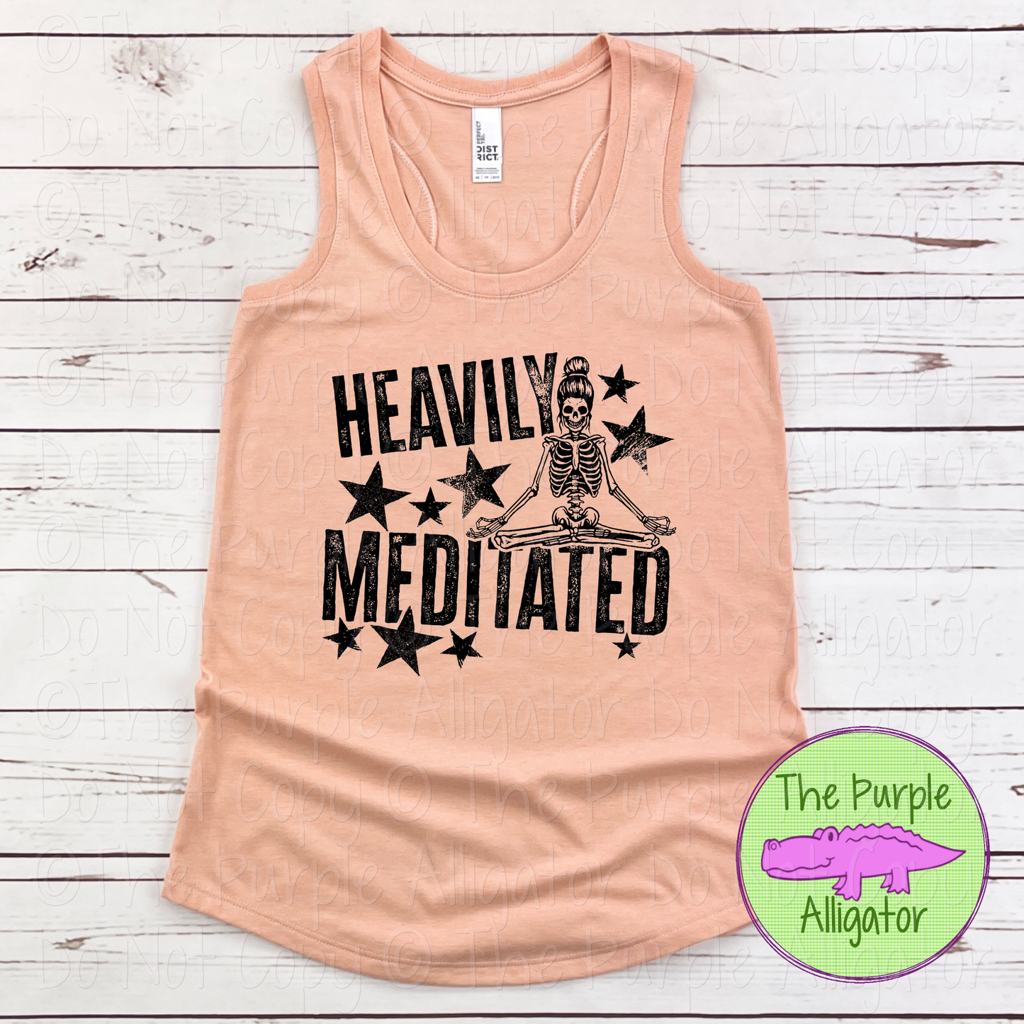 Heavily Meditated Funny Yoga Workout Skeleton Meditation Fitness Graphic Apparel 1224 HMD