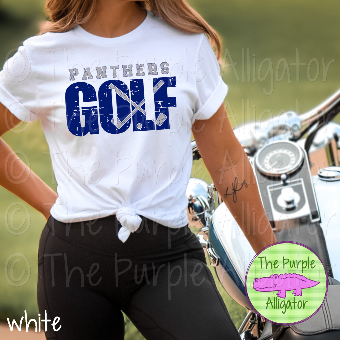 Panthers Golf DISTRESSED SC2 Mascot School Spirit - CHOOSE YOUR DESIGN COLORS (d2f TPA)