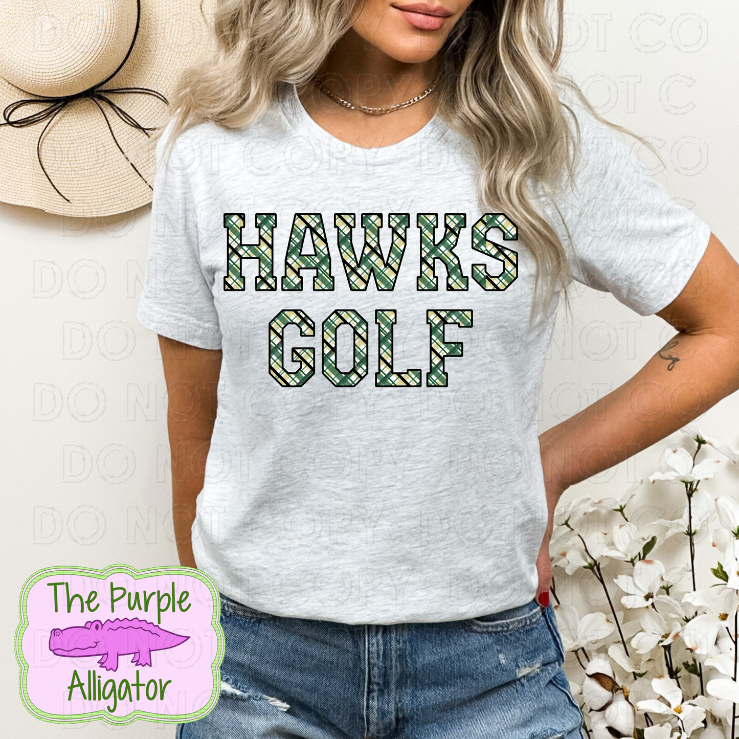 Hawks Golf Preppy Plaid Mascot School Spirit (d2f TPA)