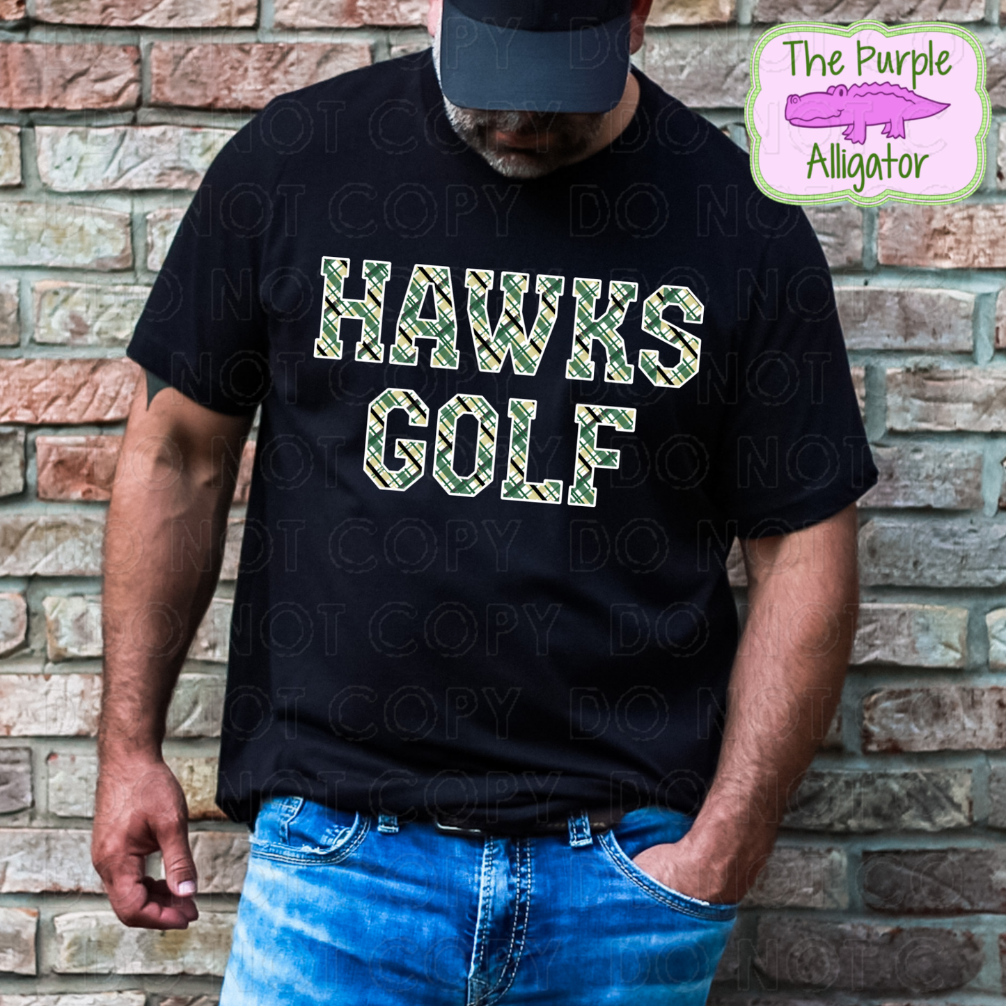 Hawks Golf Preppy Plaid Mascot School Spirit (d2f TPA)
