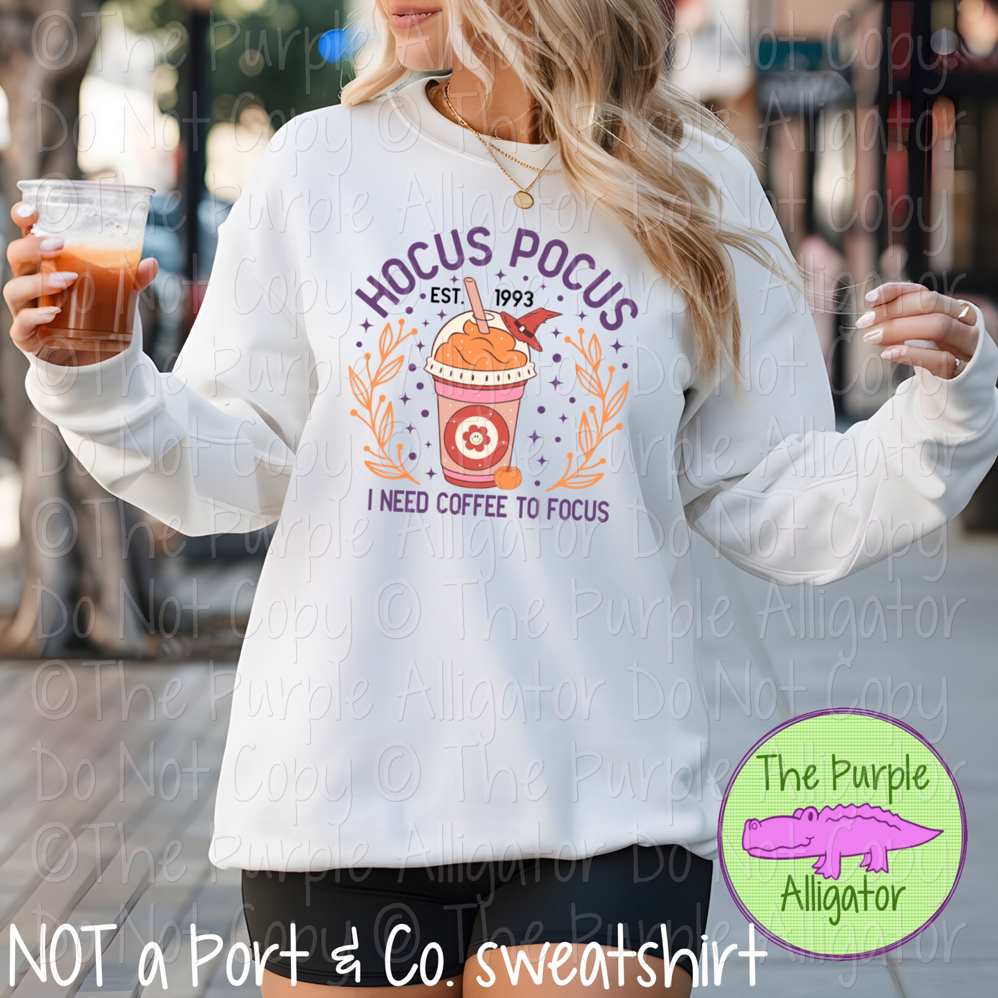 Hocus Pocus I Need Coffee to Focus – Funny Halloween Iced Coffee Shirt for Caffeine Lovers & Spooky Season Fans 0625 (D2F M)