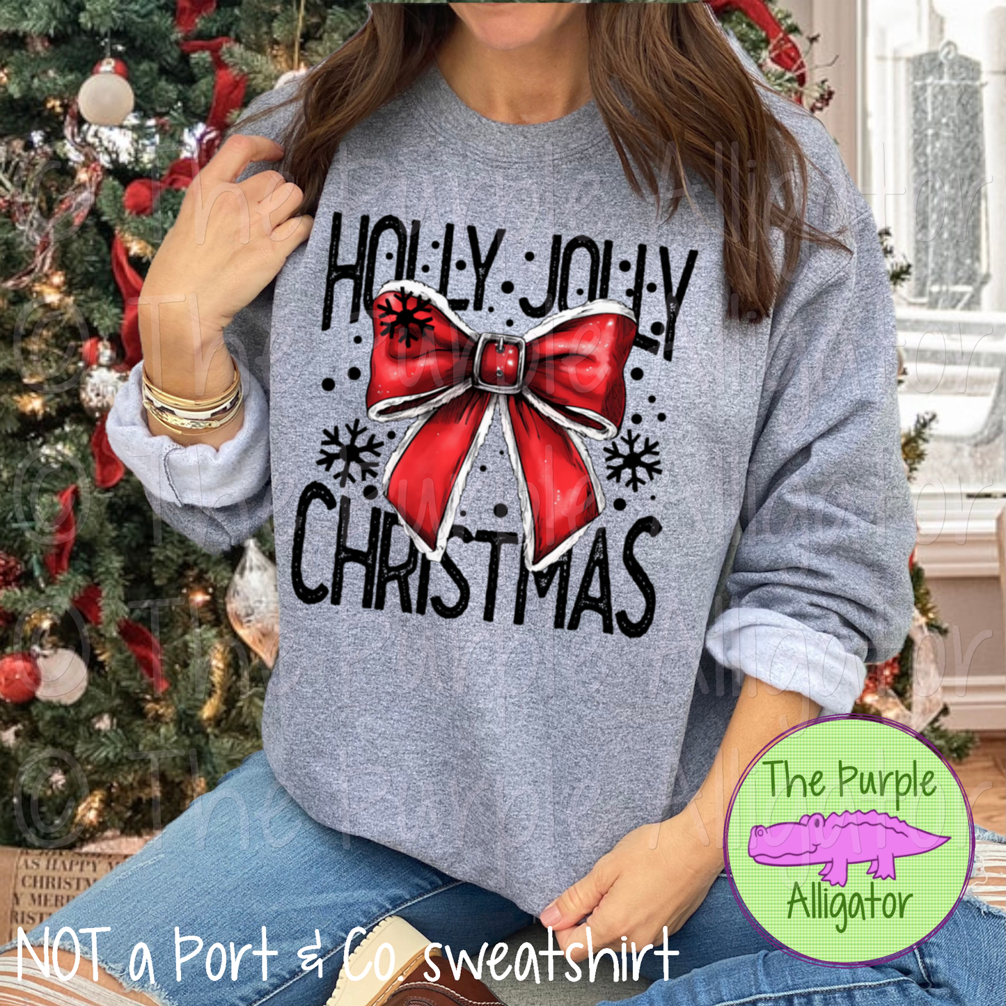 Holly Jolly Christmas Bow Black 1024 (d2f HMD)