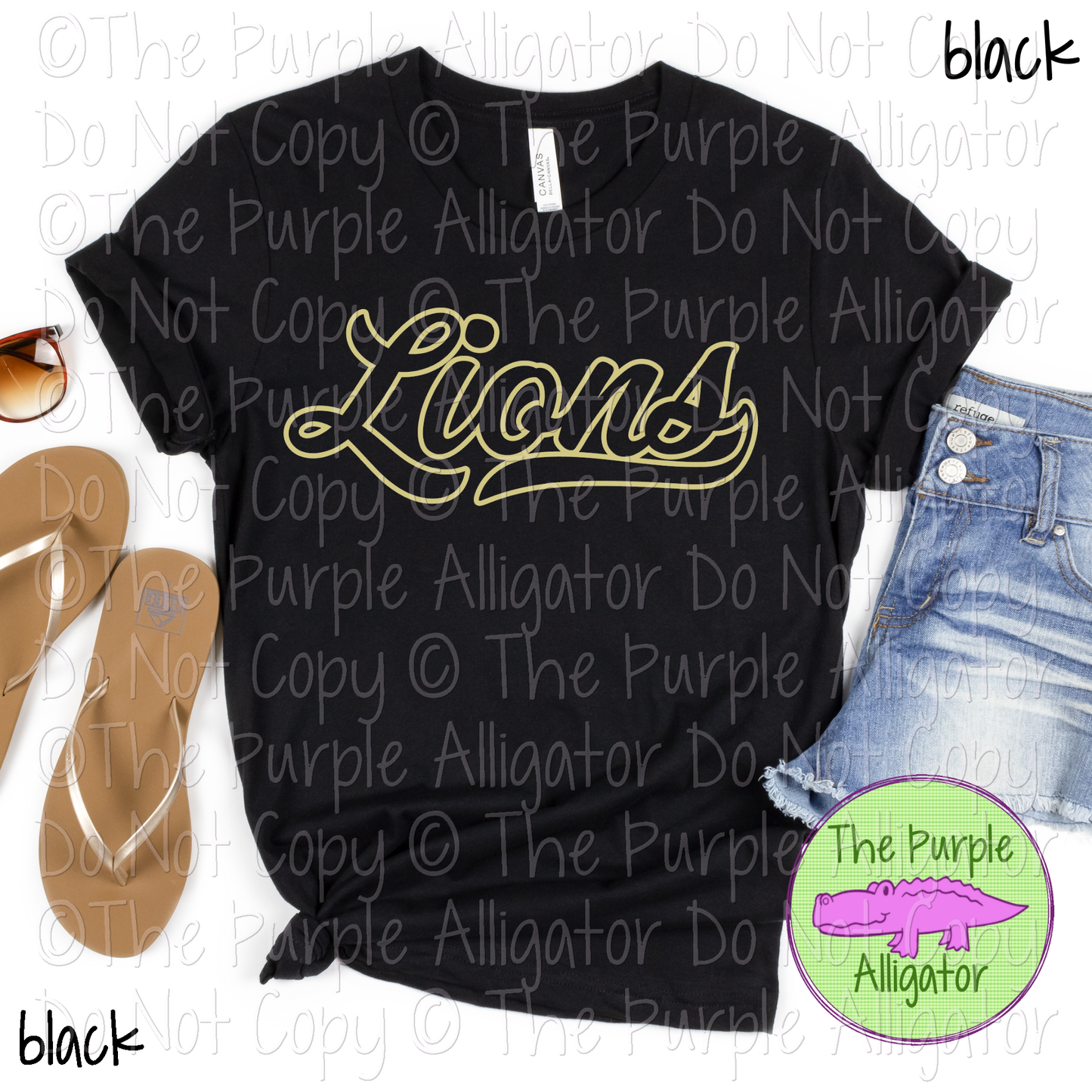 Lions Hollow Swash Mascot Spirit School Spirit Wear Team Swag - CHOOSE YOUR DESIGN COLOR - 0625 (d2f TPA)