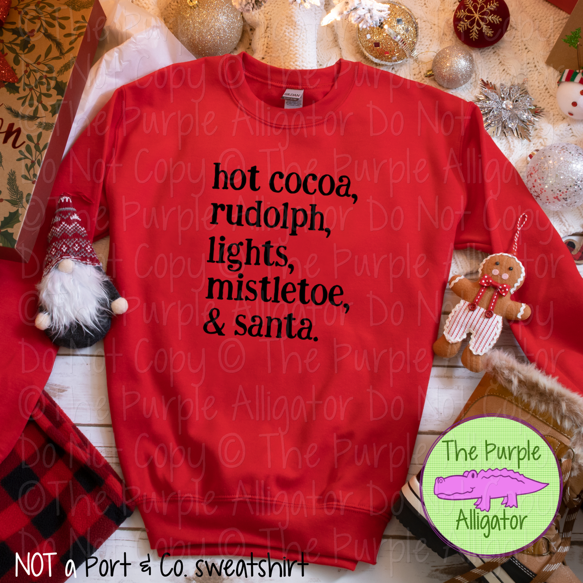 Hot Cocoa Rudolph Lights Mistletoe and Santa Christmas Shirt and Sweatshirt 0919 CM