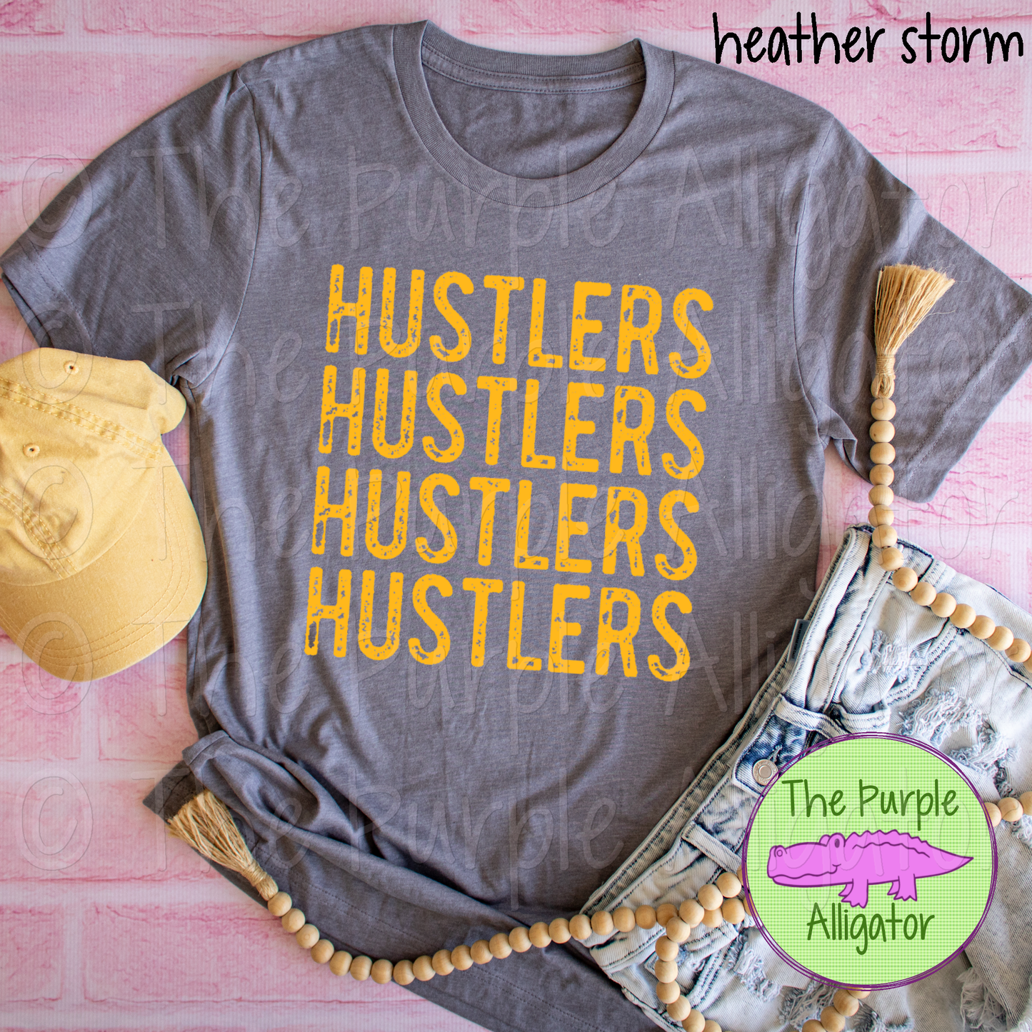 Hustlers Grunge Stack Mascot School Spirit - CHOOSE YOUR DESIGN COLOR (d2f TPA)