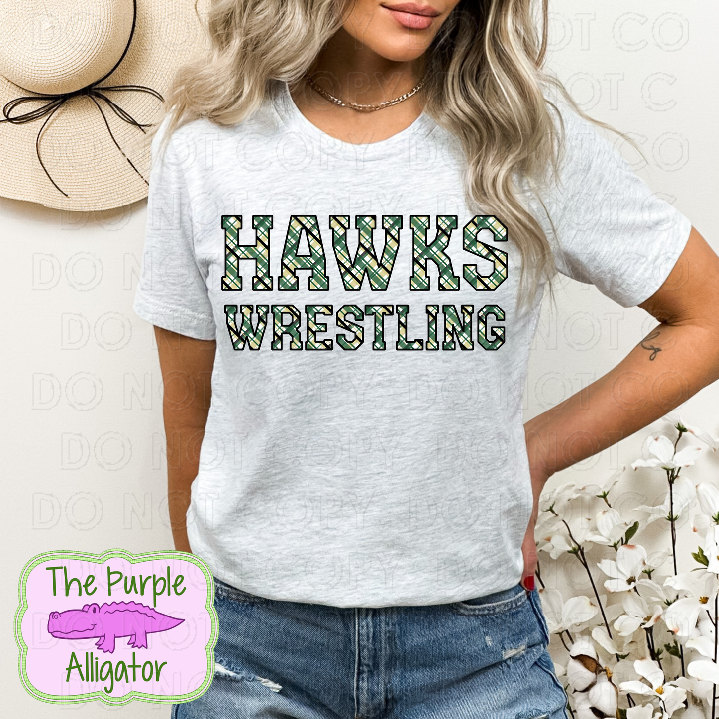 Hawks Wrestling Preppy Plaid Mascot School Spirit (d2f TPA)