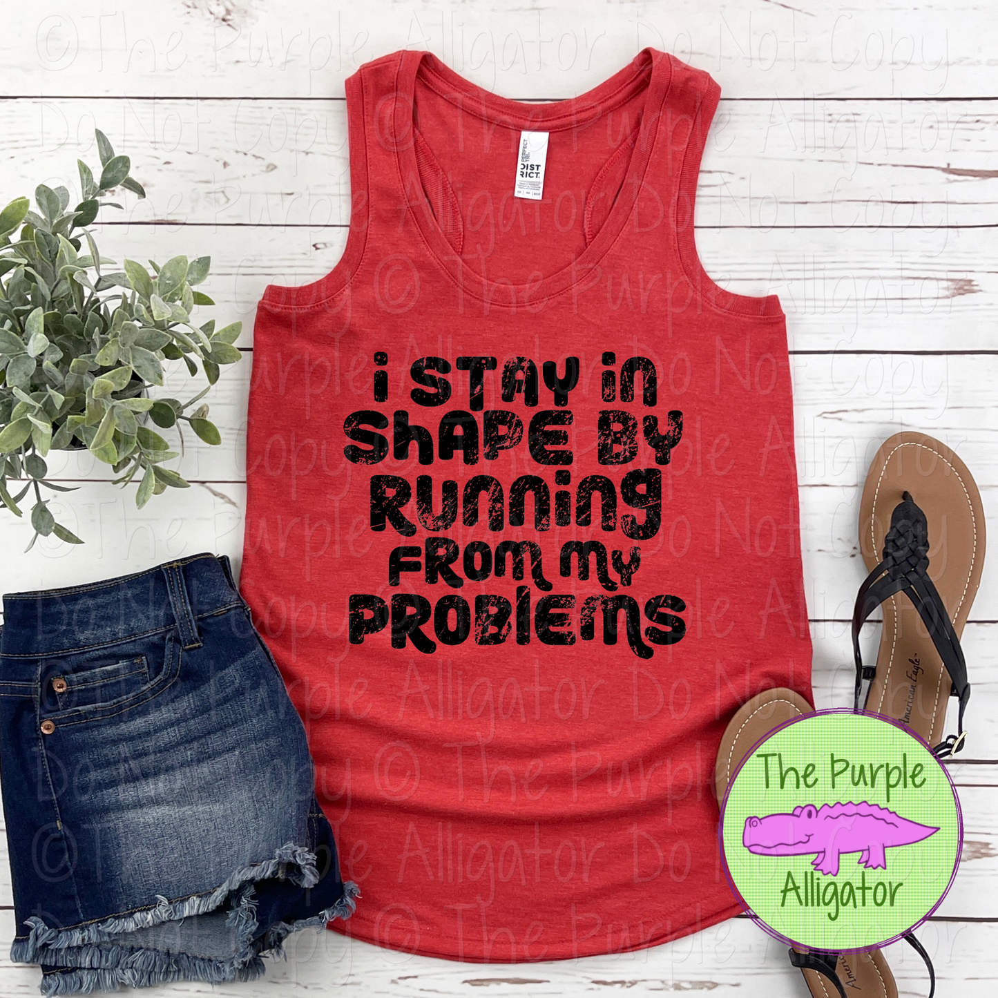 I Stay in Shape by Running from My Problems Funny Workout Gym Humor Fitness Quote Graphic Apparel 1224 HMD