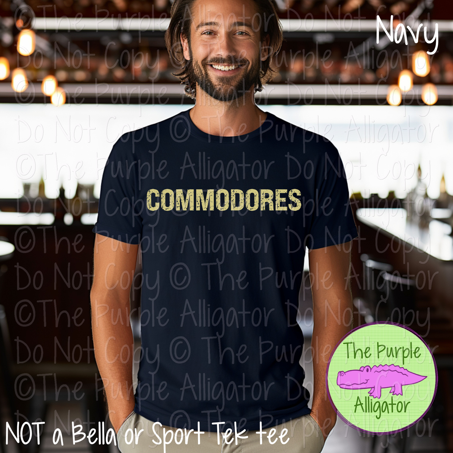 Commodores JTD Distressed Mascot School Spirit Wear CHOOSE YOUR TEXT COLOR 0225 (d2f TPA)
