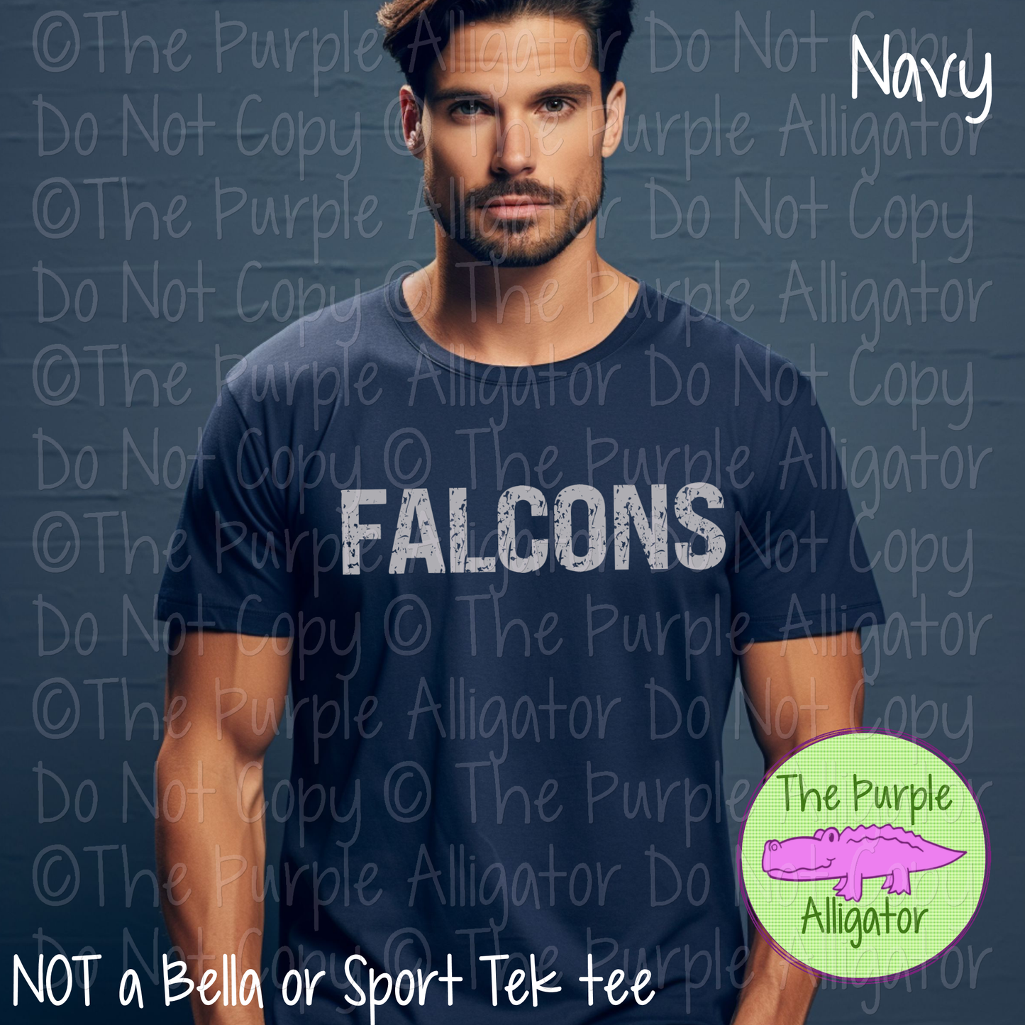 Falcons JTD Distressed Mascot School Spirit Wear CHOOSE YOUR TEXT COLOR 0225 (d2f TPA)