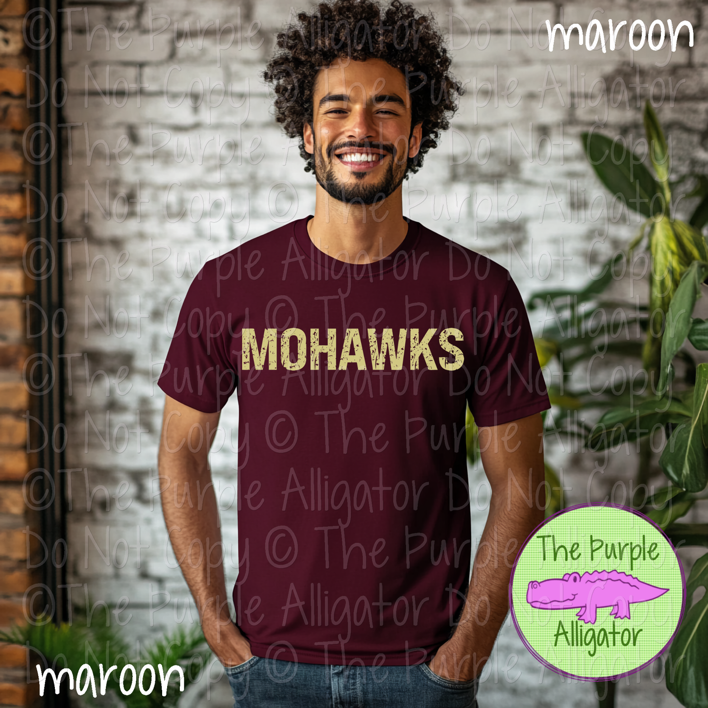 Mohawks JTD Distressed Mascot School Spirit Wear CHOOSE YOUR TEXT COLOR 0225 (d2f TPA)