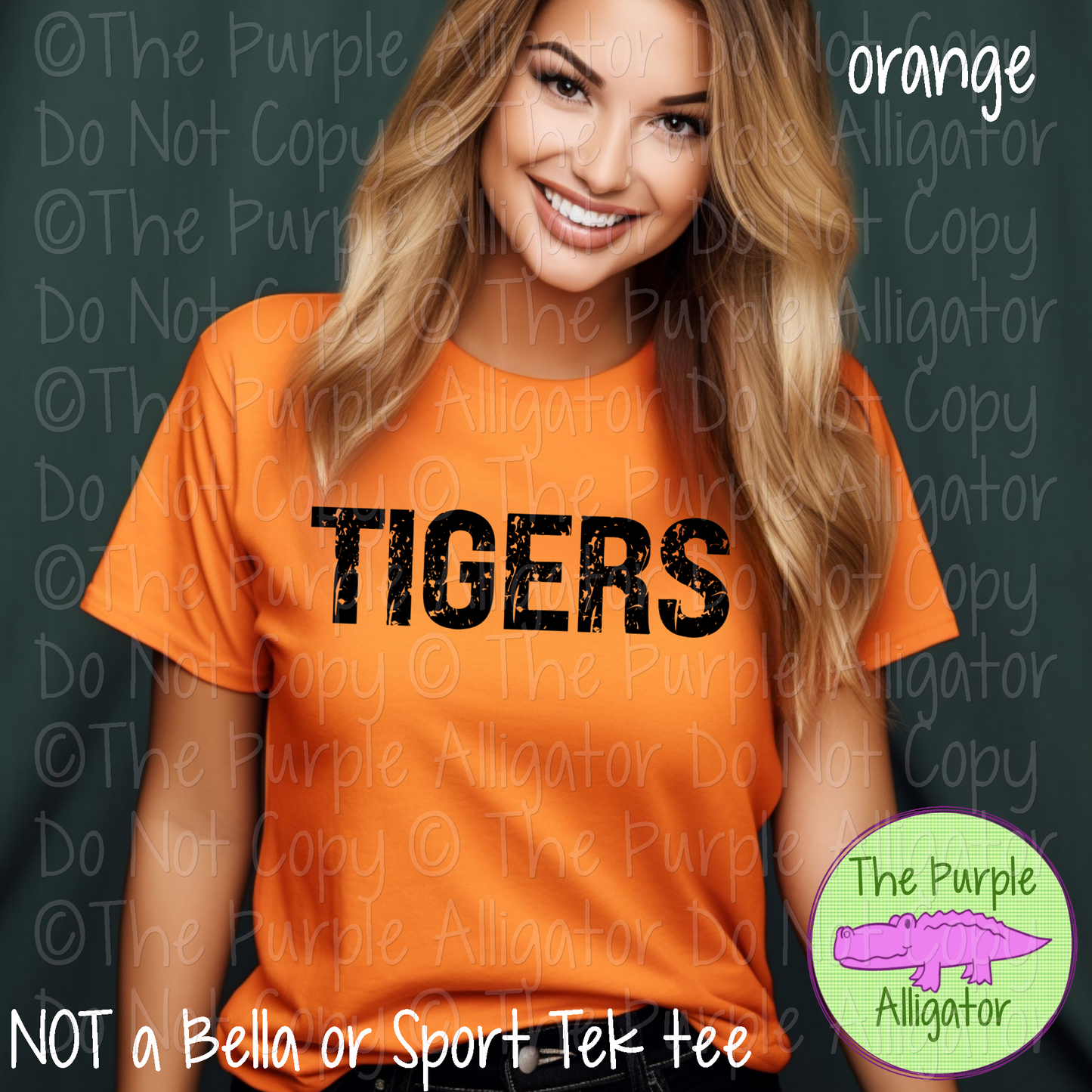 Tigers JTD Distressed Mascot School Spirit Wear CHOOSE YOUR TEXT COLOR 0225 (d2f TPA)