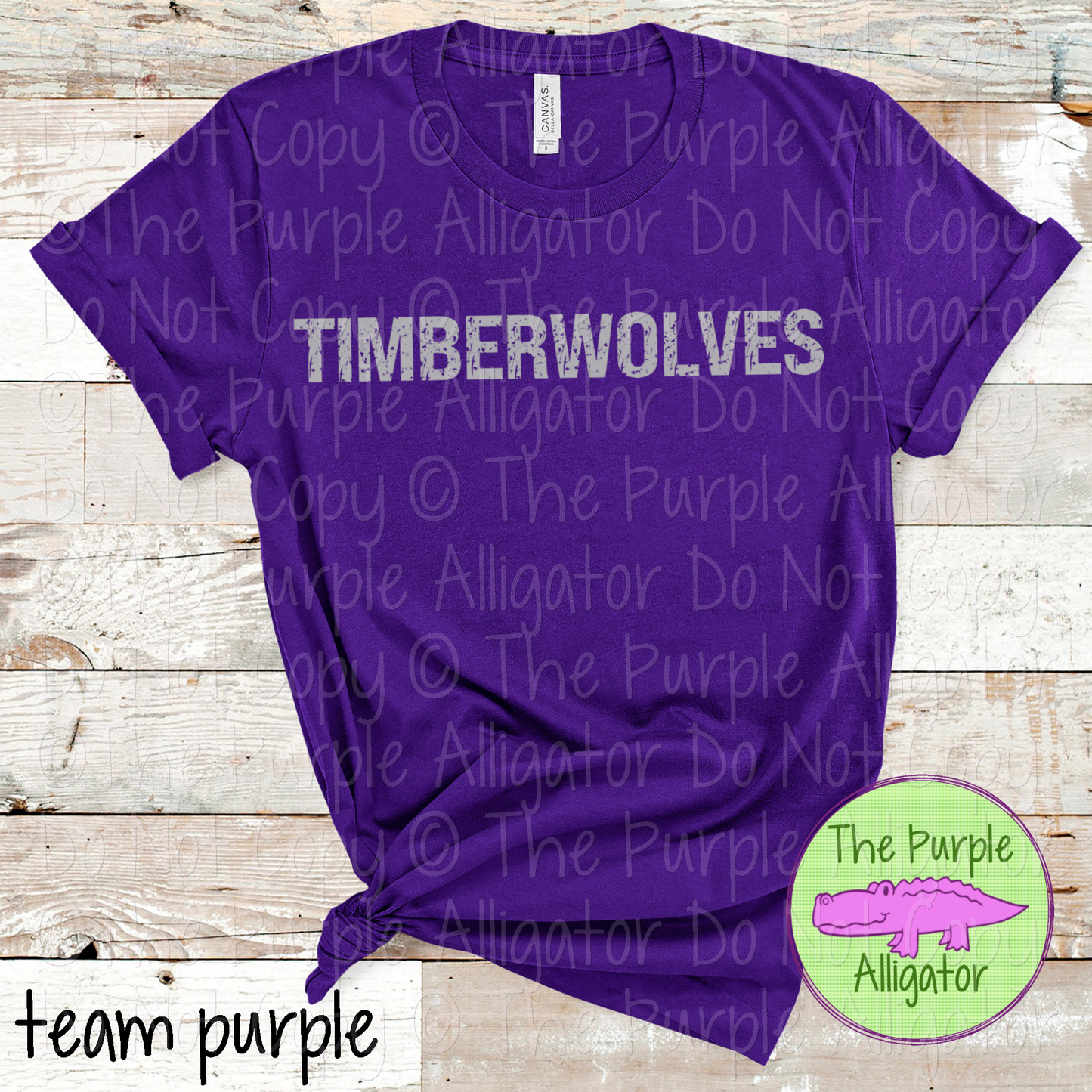 Timberwolves JTD Distressed Mascot School Spirit Wear CHOOSE YOUR TEXT COLOR 0225 (d2f TPA)