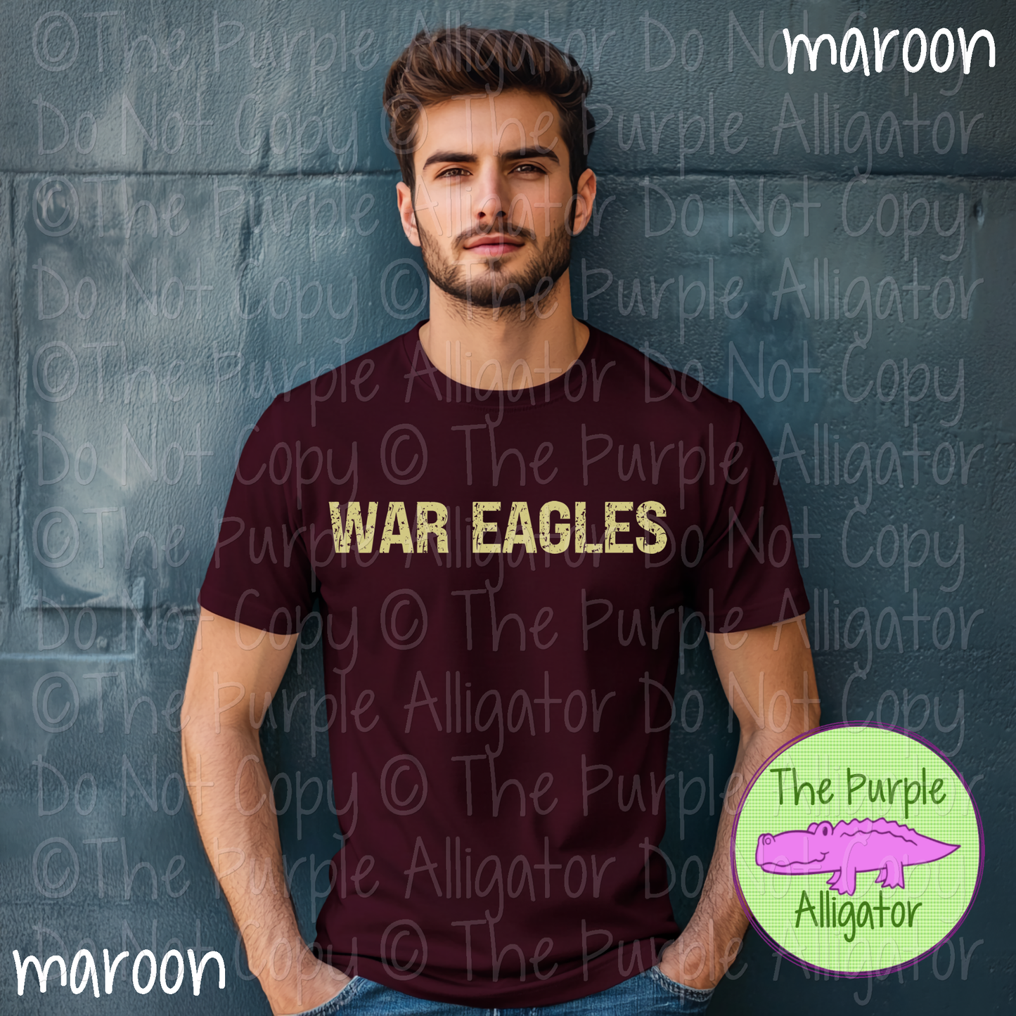 War Eagles JTD Distressed Mascot School Spirit Wear CHOOSE YOUR TEXT COLOR 0225 (d2f TPA)