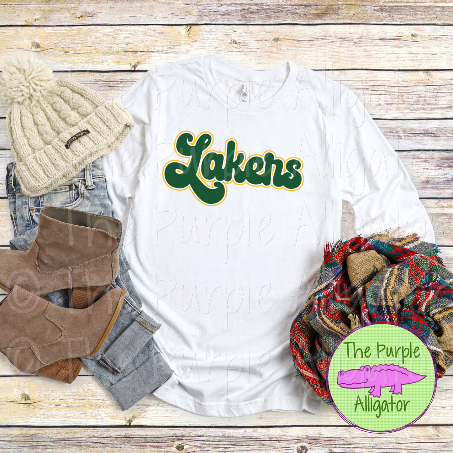 Lakers Retro Bubble | 70s Style Script Spirit Wear Design - CHOOSE YOUR DESIGN COLORS (d2f TPA)