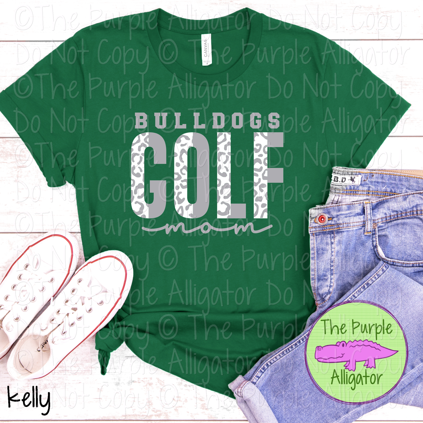 Bulldogs Leopard Golf Mom Mascot School Spirit Wear Team Gear - CHOOSE YOUR DESIGN COLORS - 0525 (d2f TPA)