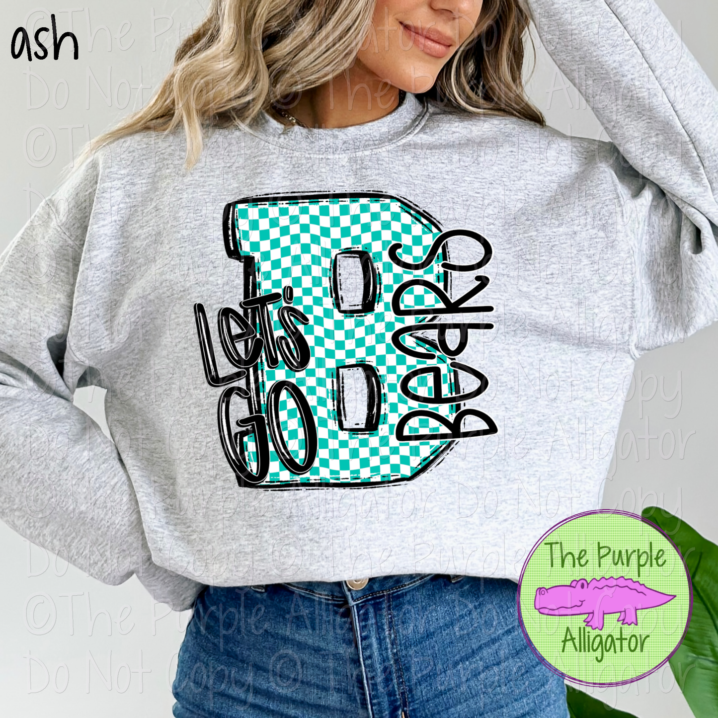 Let's Go Checkered B Bayside Bears Mascot School Spirit Wear Team Gear 0325 (d2f SWD)