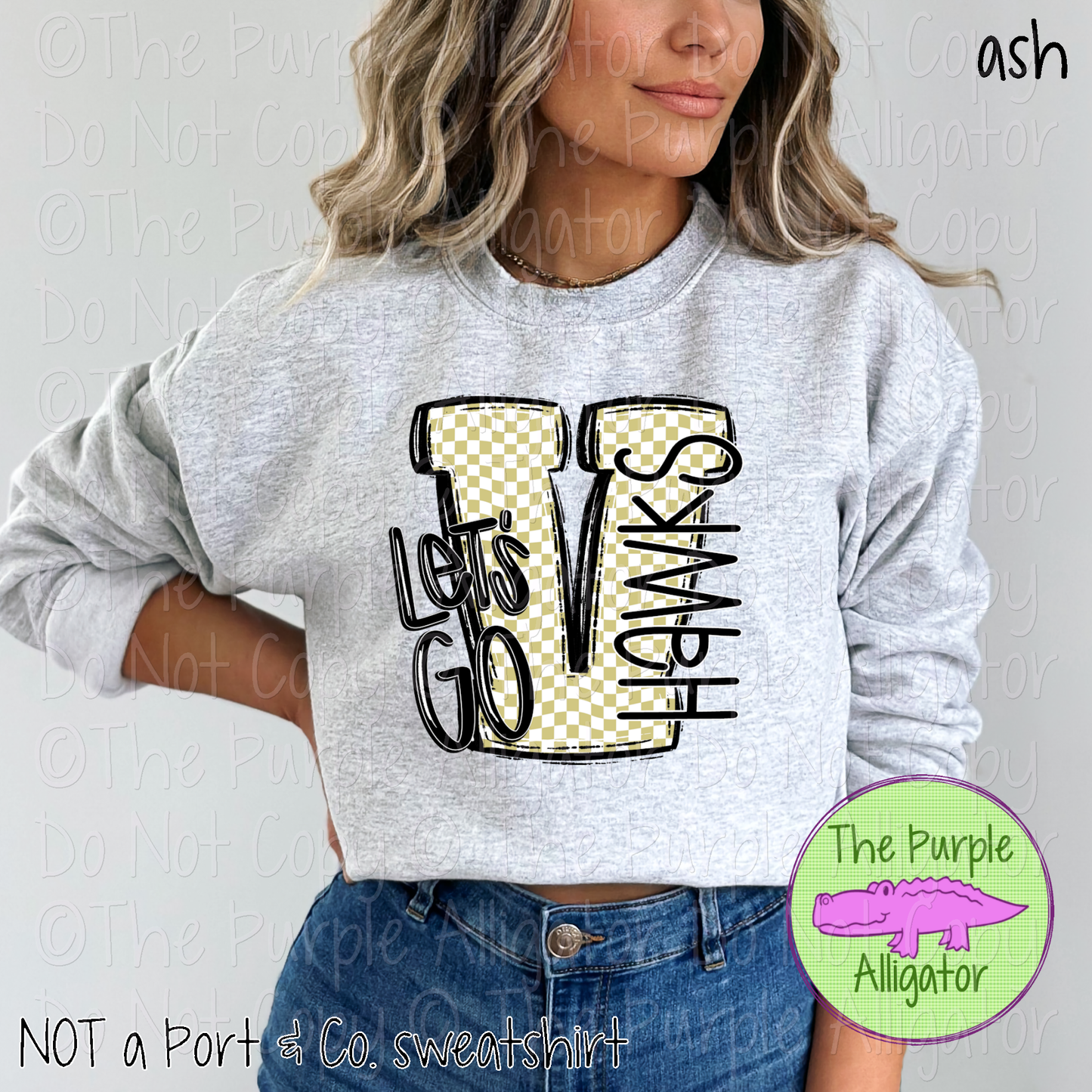 Let's Go Checkered V Viera Hawks Mascot School Spirit Wear Team Gear 0325 (d2f SWD)