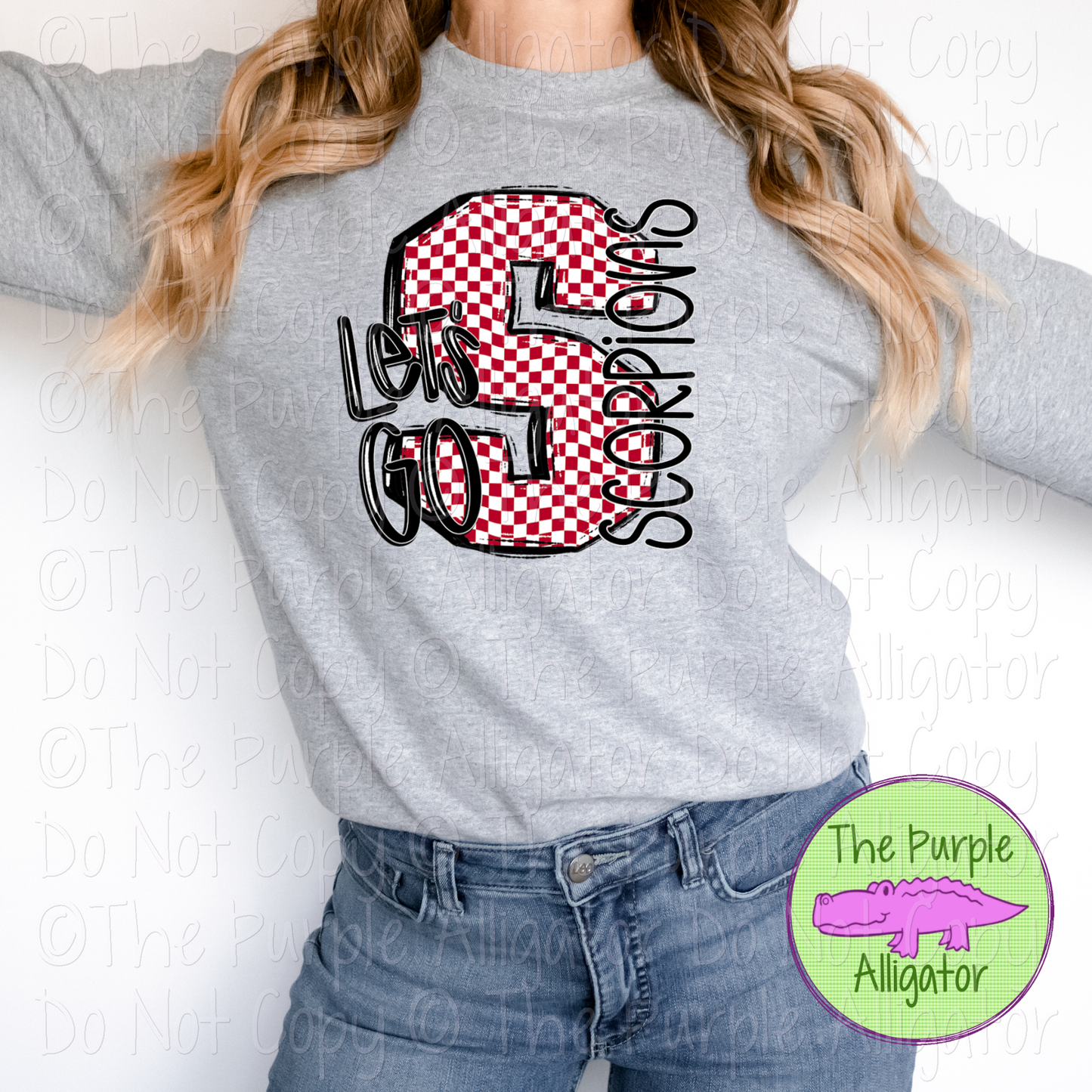 Let's Go Checkered S Satellite Scorpions Mascot School Spirit Wear Team Gear 0325 (d2f SWD)