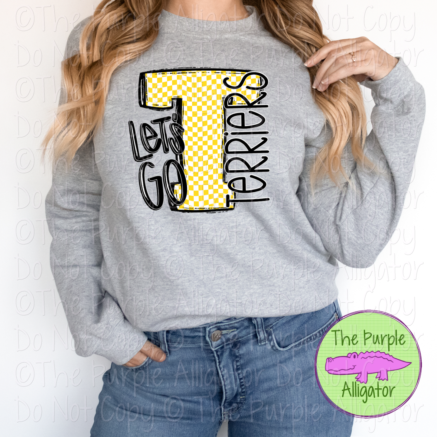 Let's Go Checkered T Titusville Terriers Mascot School Spirit Wear Team Gear 0325 (d2f SWD)