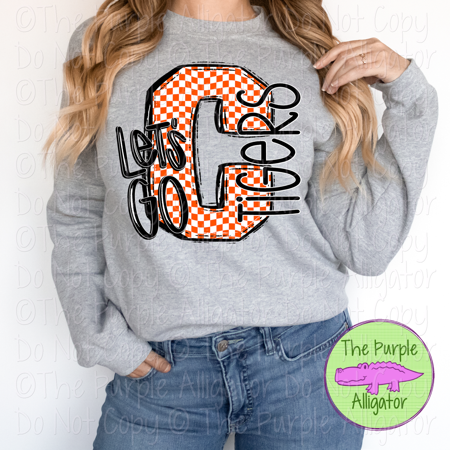 Let's Go Checkered C Cocoa Tigers Mascot School Spirit Wear Team Gear 0325 (d2f SWD)