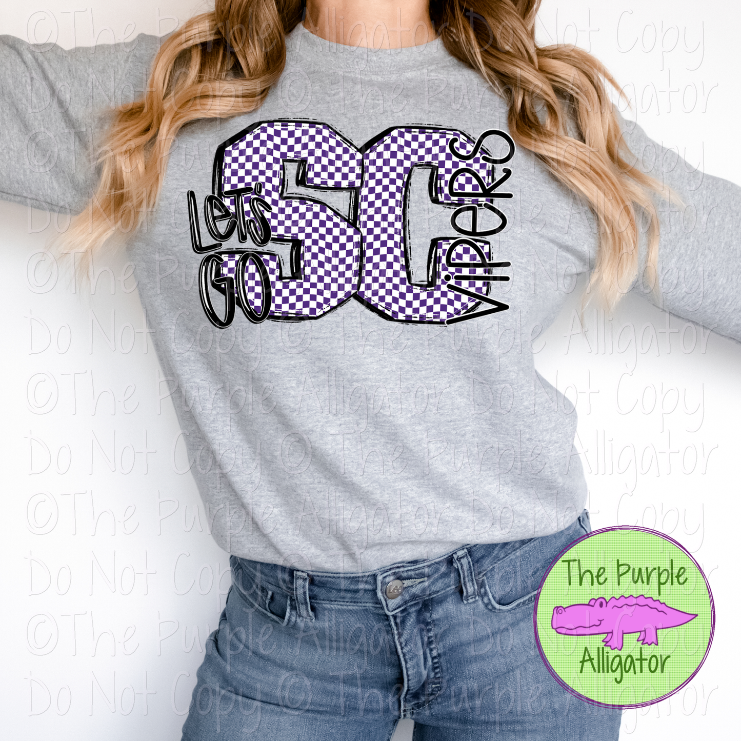 Let's Go Checkered SC Space Coast Vipers Mascot School Spirit Wear Team Gear 0325 (d2f SWD)