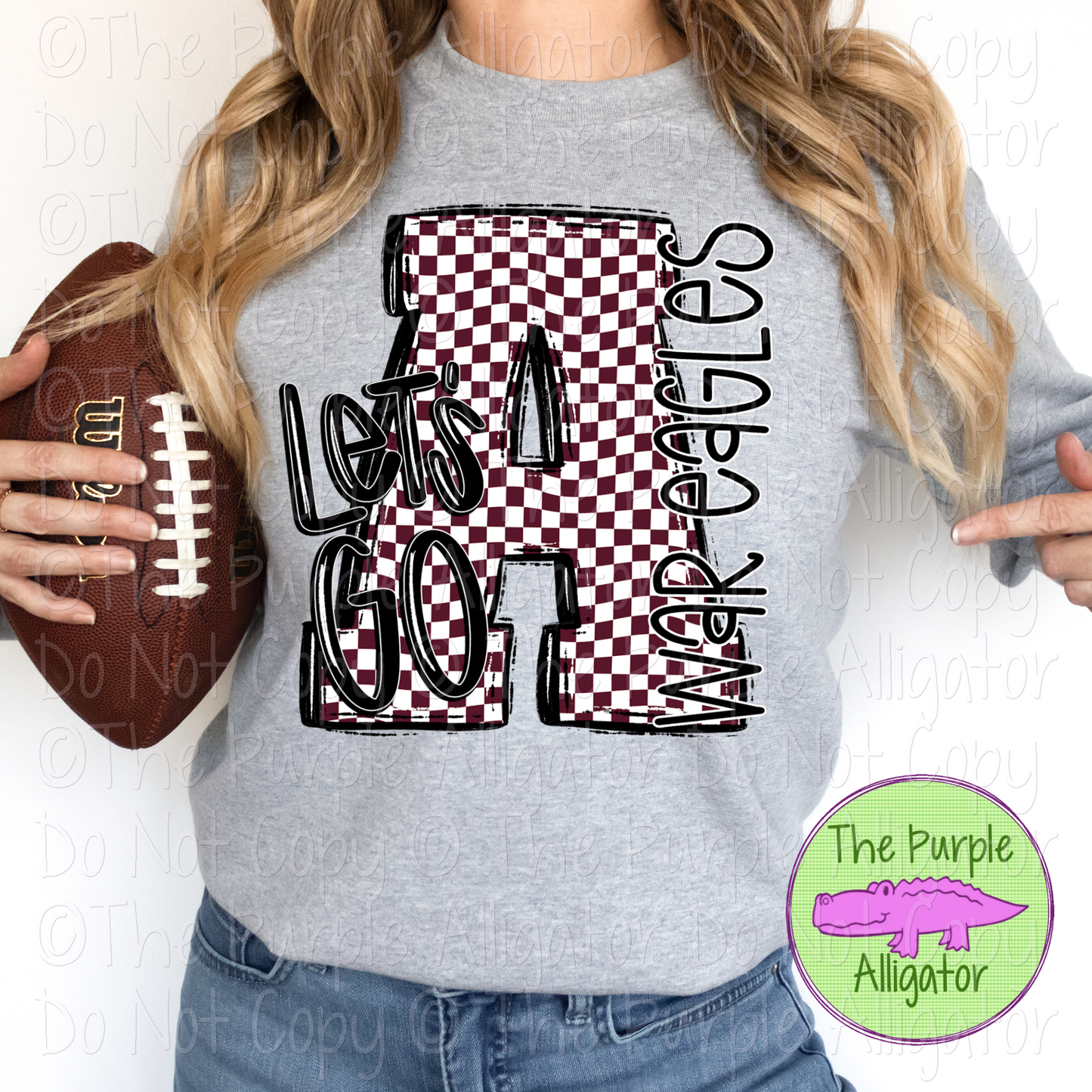 Let's Go Checkered A Astronaut War Eagles Mascot School Spirit Wear Team Gear 0325 (d2f SWD)