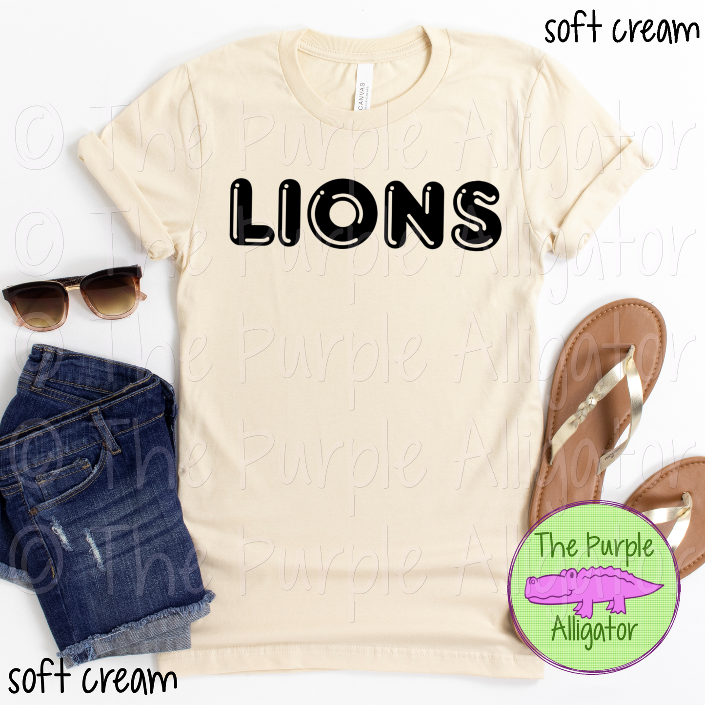 Lions Bubble Frft Mascot School Spirit - CHOOSE YOUR TEXT COLOR (d2f TPA)
