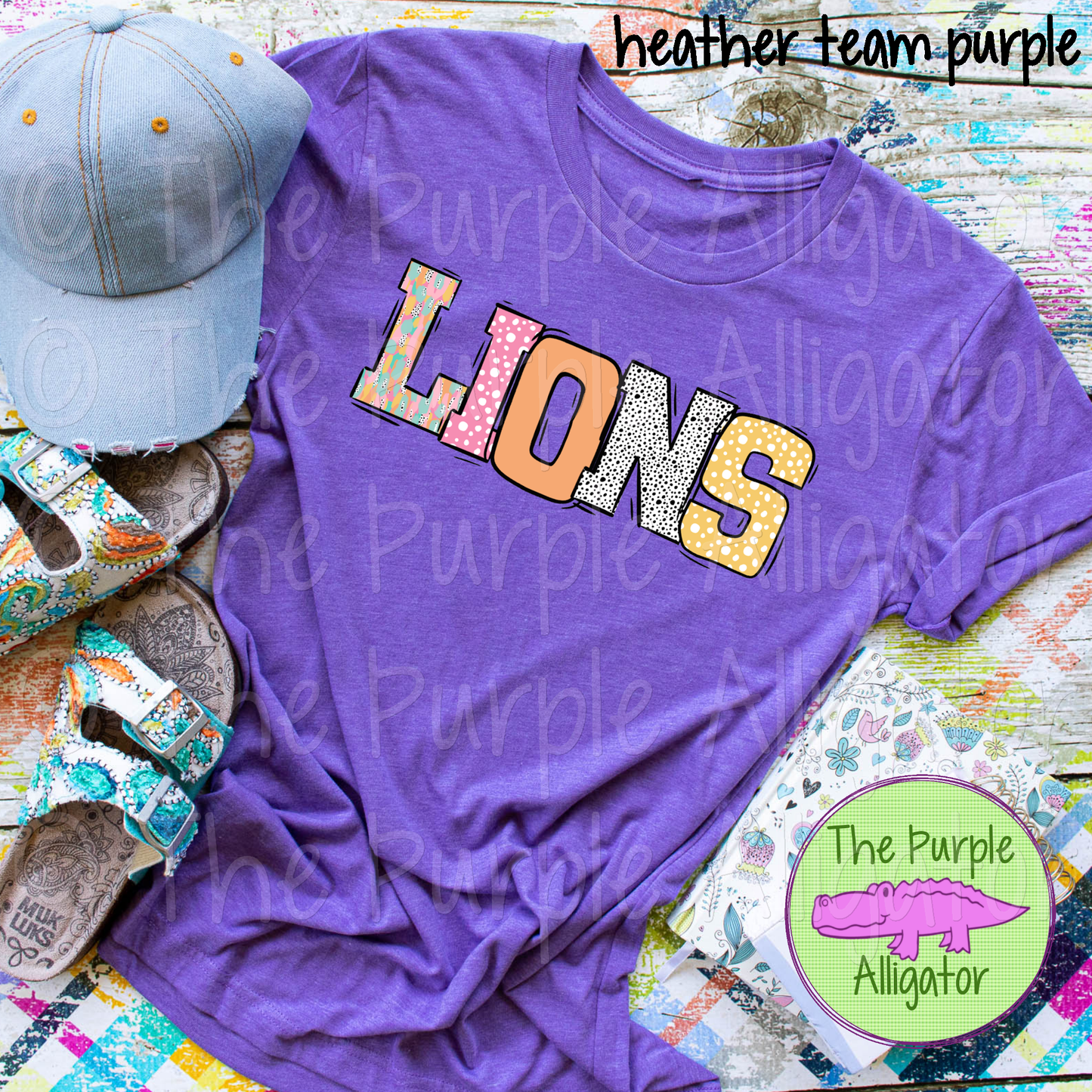 Lions Pastel Stroke Varsity Mascot School Spirit (d2f BB)