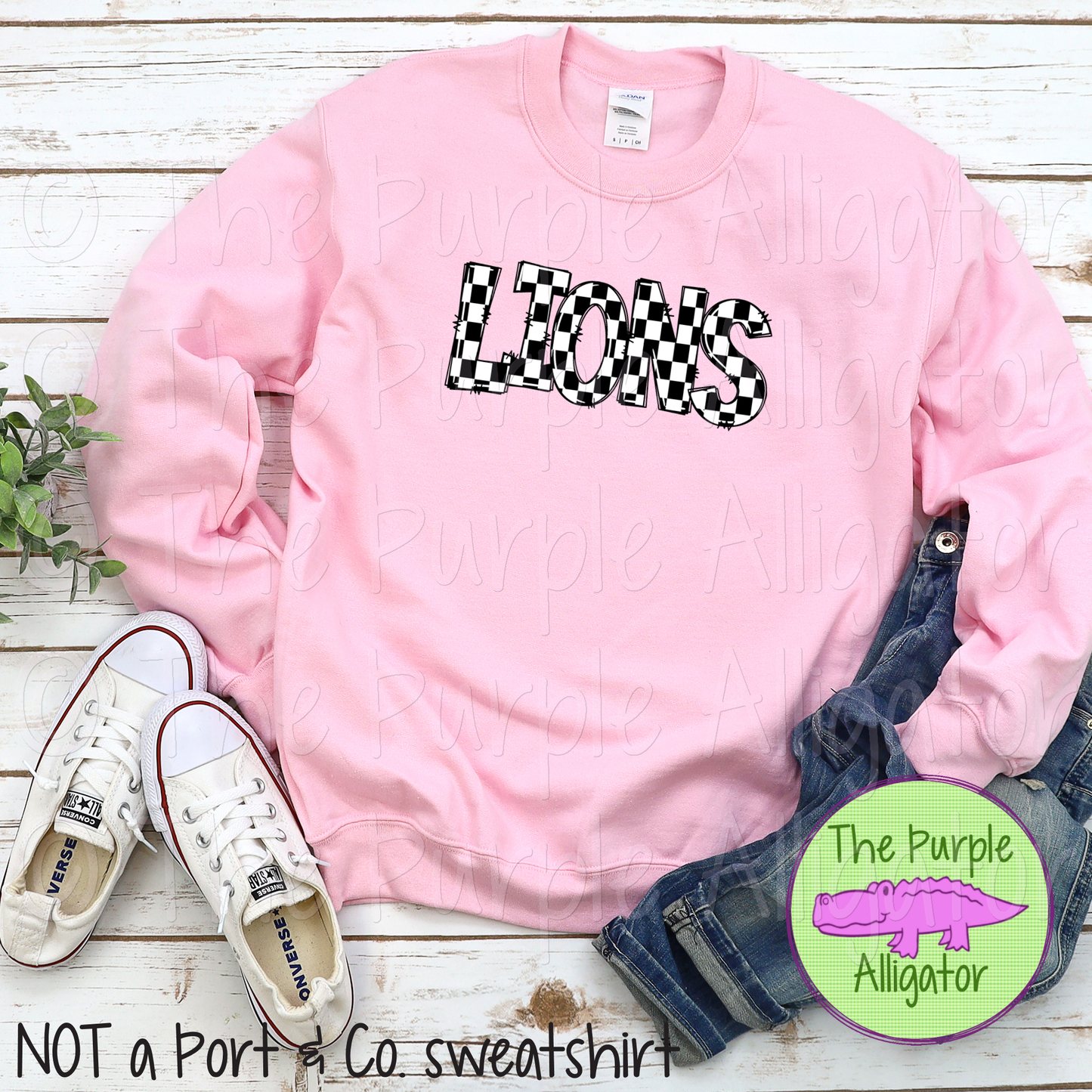 Lions Race Check Doodle Mascot School Spirit (d2f TPA)