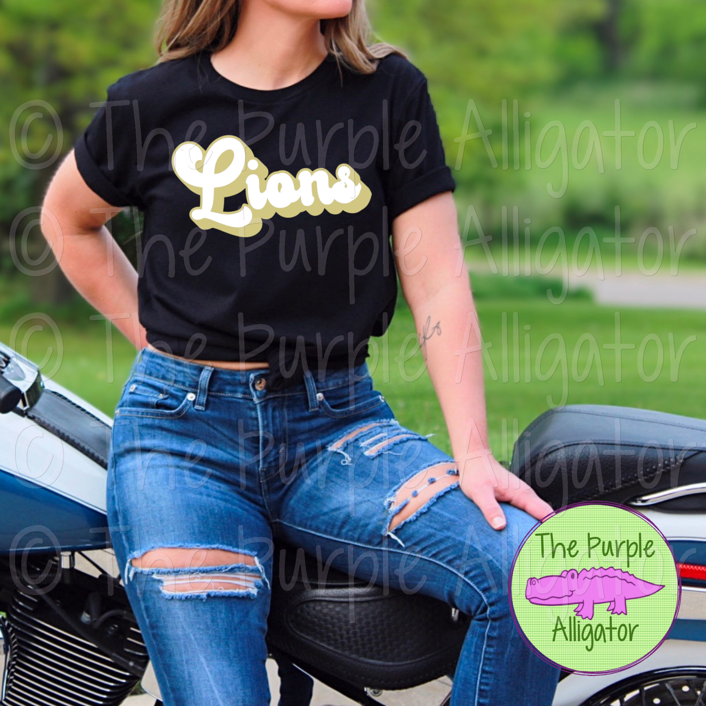 Lions 3D Mascot Retro Script Spirit Wear Design for Teachers, Students and Fans - CHOOSE YOUR DESIGN COLORS (d2f TPA)