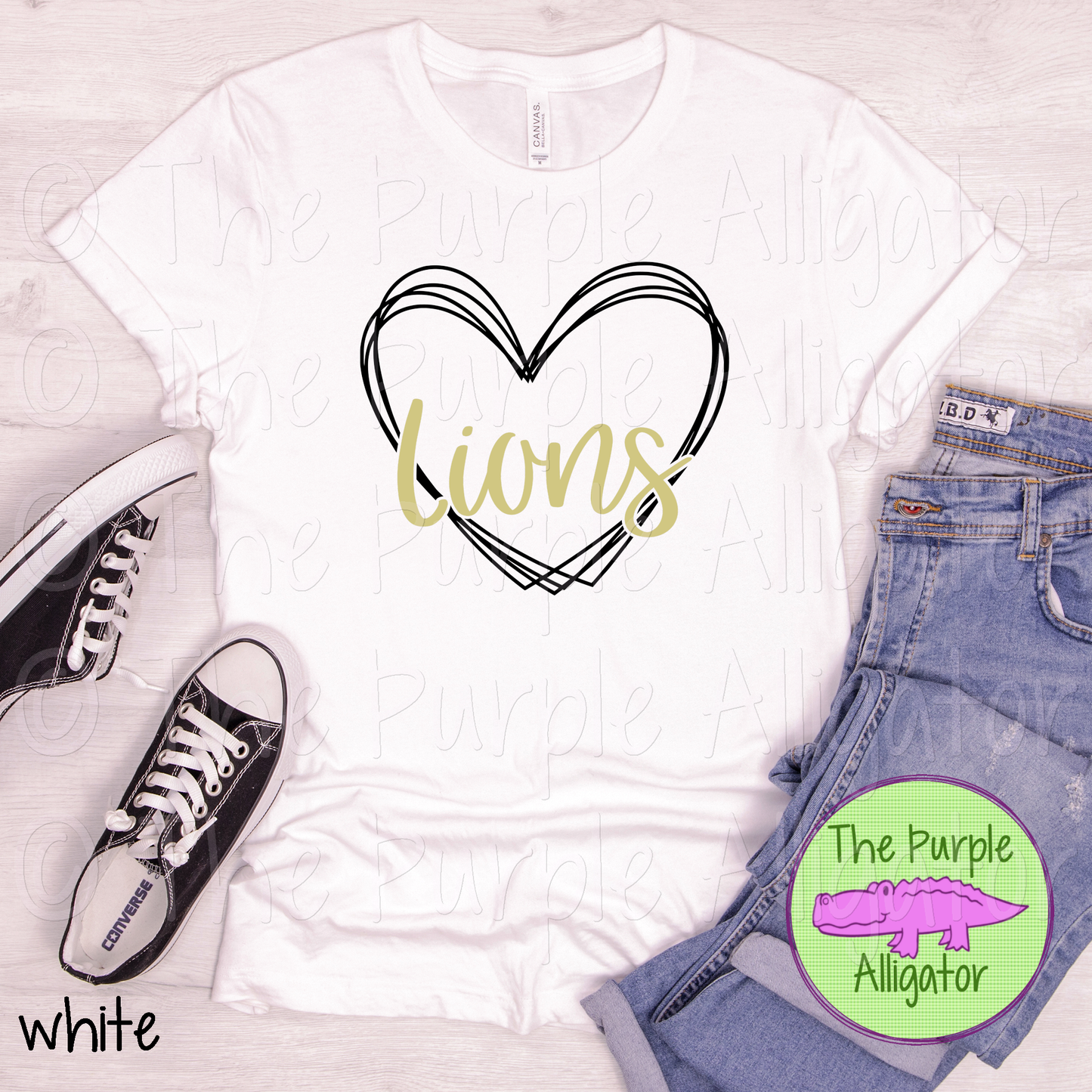 Lions Heart Frame Mascot School Spirit - CHOOSE YOUR DESIGN COLORS (d2f TPA)