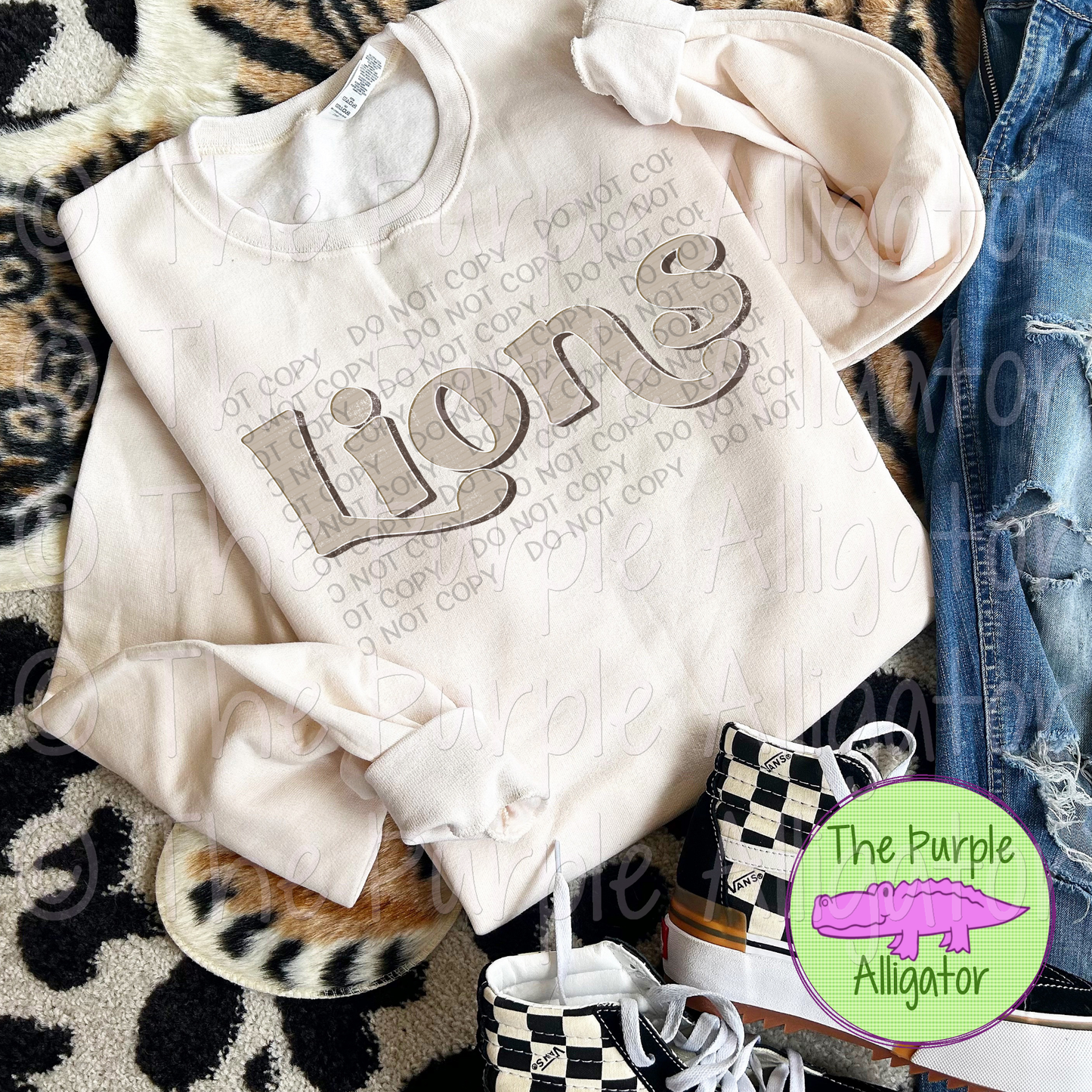 Lions Distressed Neutral Mascot School Spirit (d2f SWD)