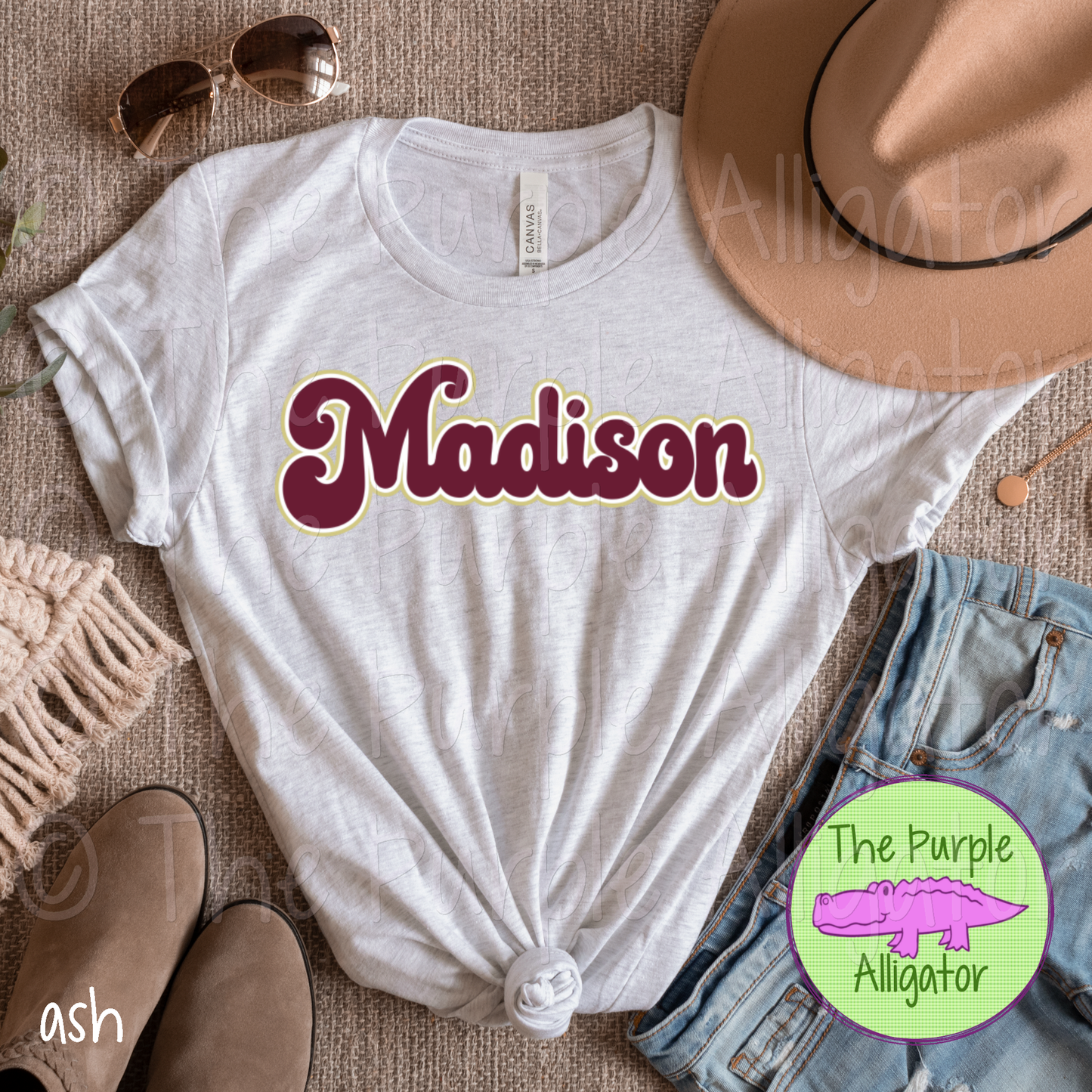 Madison Retro Bubble | 70s Style Script Spirit Wear Design - CHOOSE YOUR DESIGN COLORS (d2f TPA)