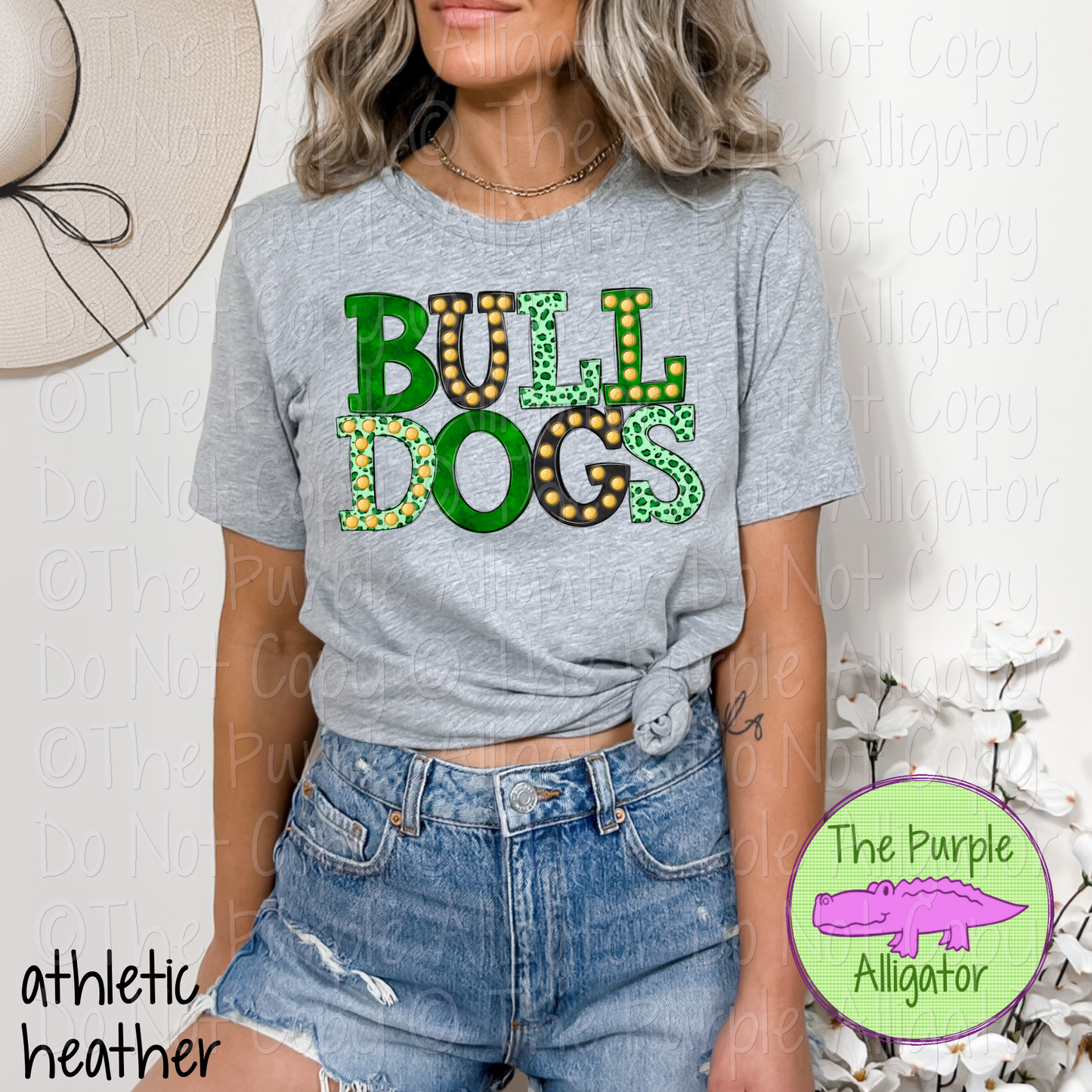 Bulldogs Green Marquee Varsity Mascot School Spirit Wear Team Gear 0325 (d2f TPA)