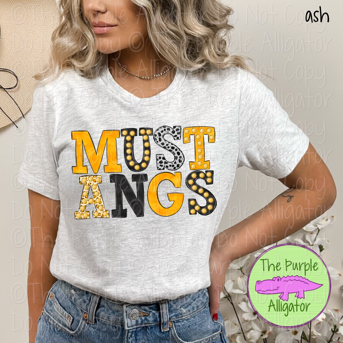 Mustangs Marquee Varsity Mascot School Spirit Wear Team Gear 0325 (d2f TPA)