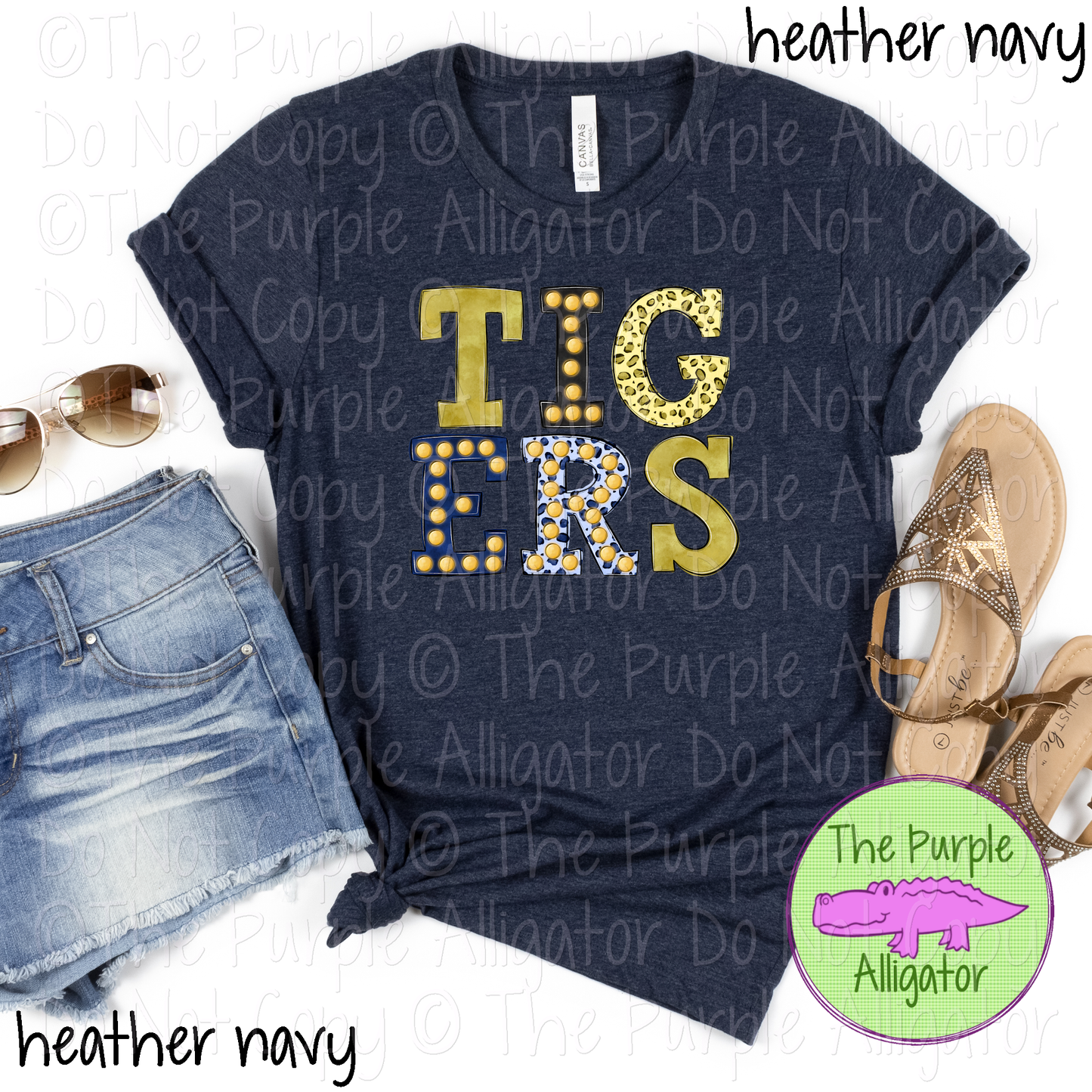 Tigers Gold Marquee Varsity Mascot School Spirit Wear Team Gear 0325 (d2f TPA)