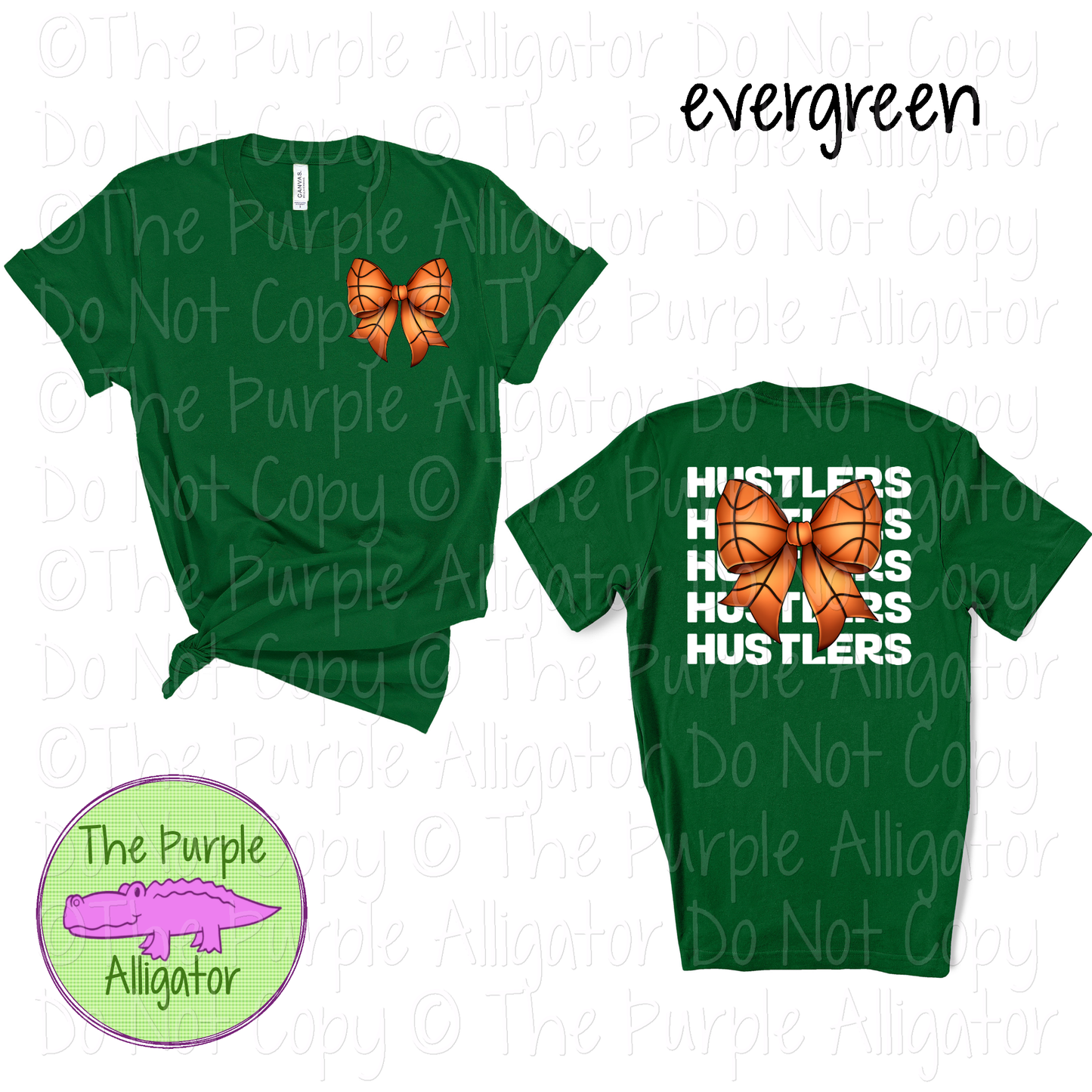 Hustlers Stack Basketball Bow Front/Back Mascot School Spirit Wear Team Gear - CHOOSE YOUR TEXT COLOR - 0425 (d2f TPA)
