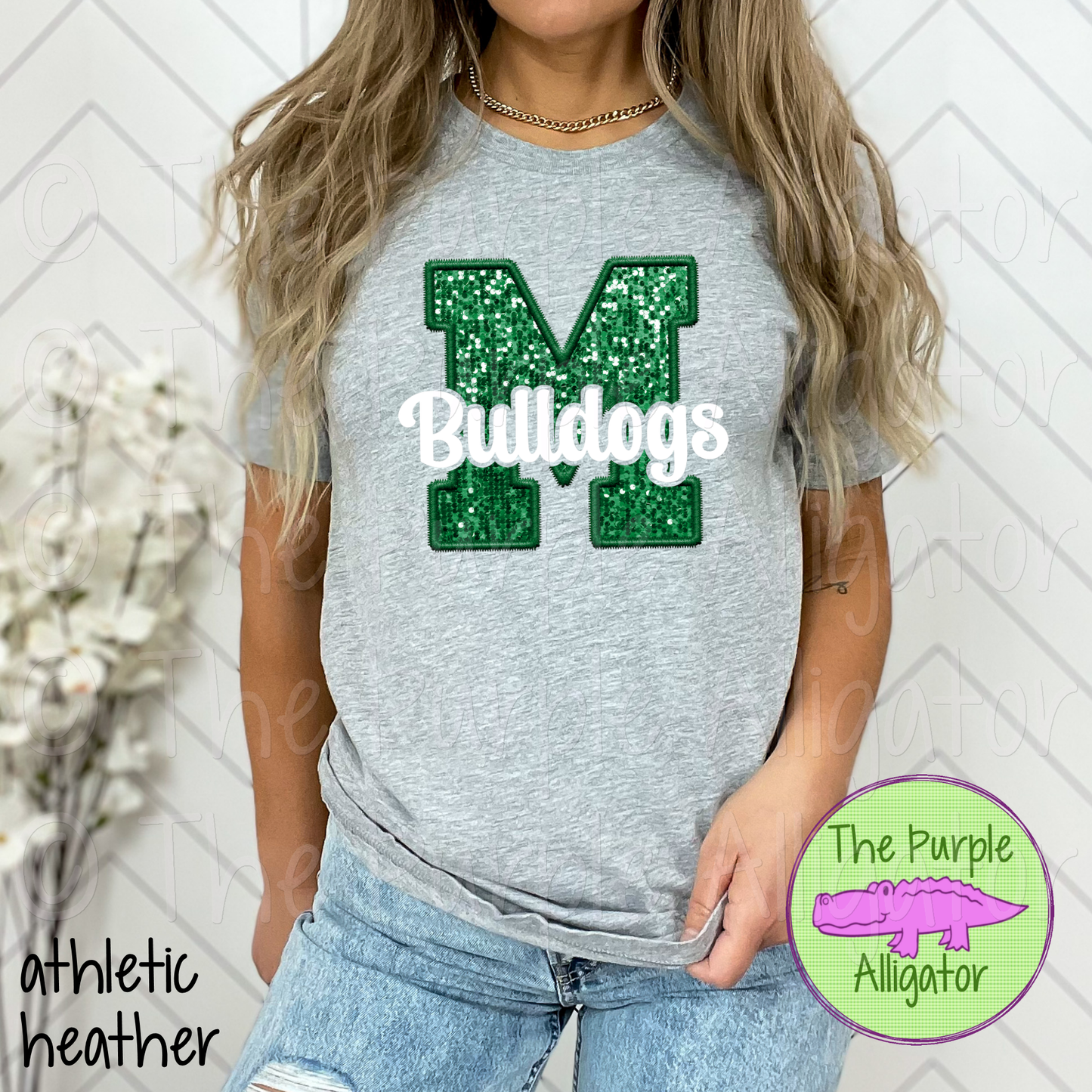 Melbourne M Bulldogs White Faux Embroidery Mascot School Spirit (d2f TPA)