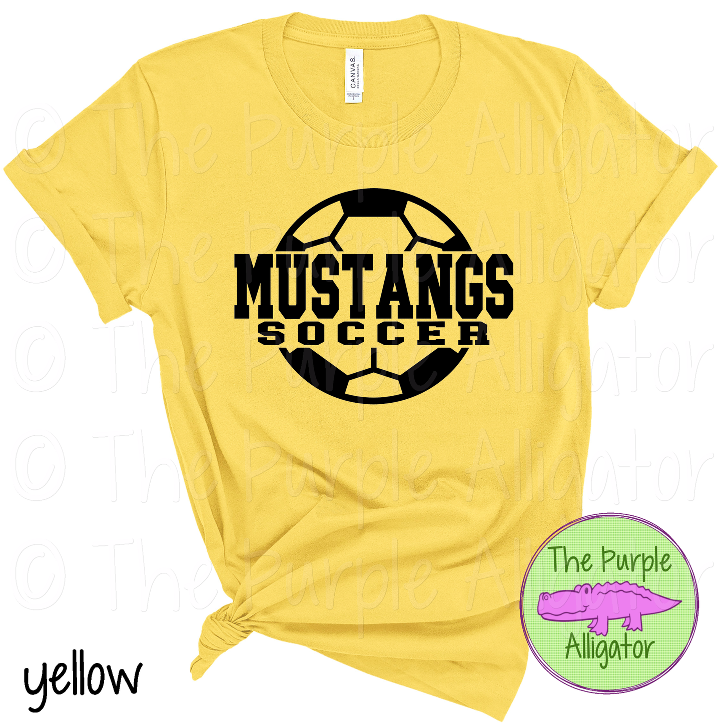 Mustangs Soccer SC9 Mascot School Spirit - CHOOSE YOUR DESIGN COLOR (d2f TPA)