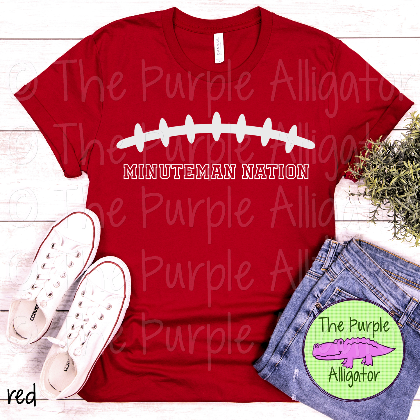 Minuteman Nation Football Laces Mascot School Spirit - CHOOSE YOUR TEXT COLOR (d2f TPA)