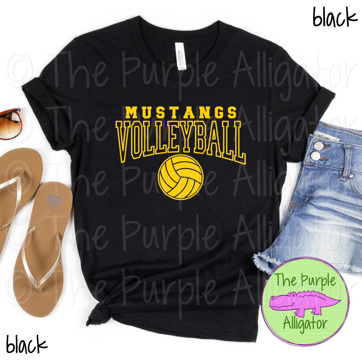 Mustangs Volleyball SC49 Mascot School Spirit - CHOOSE YOUR DESIGN COLOR (d2f TPA)